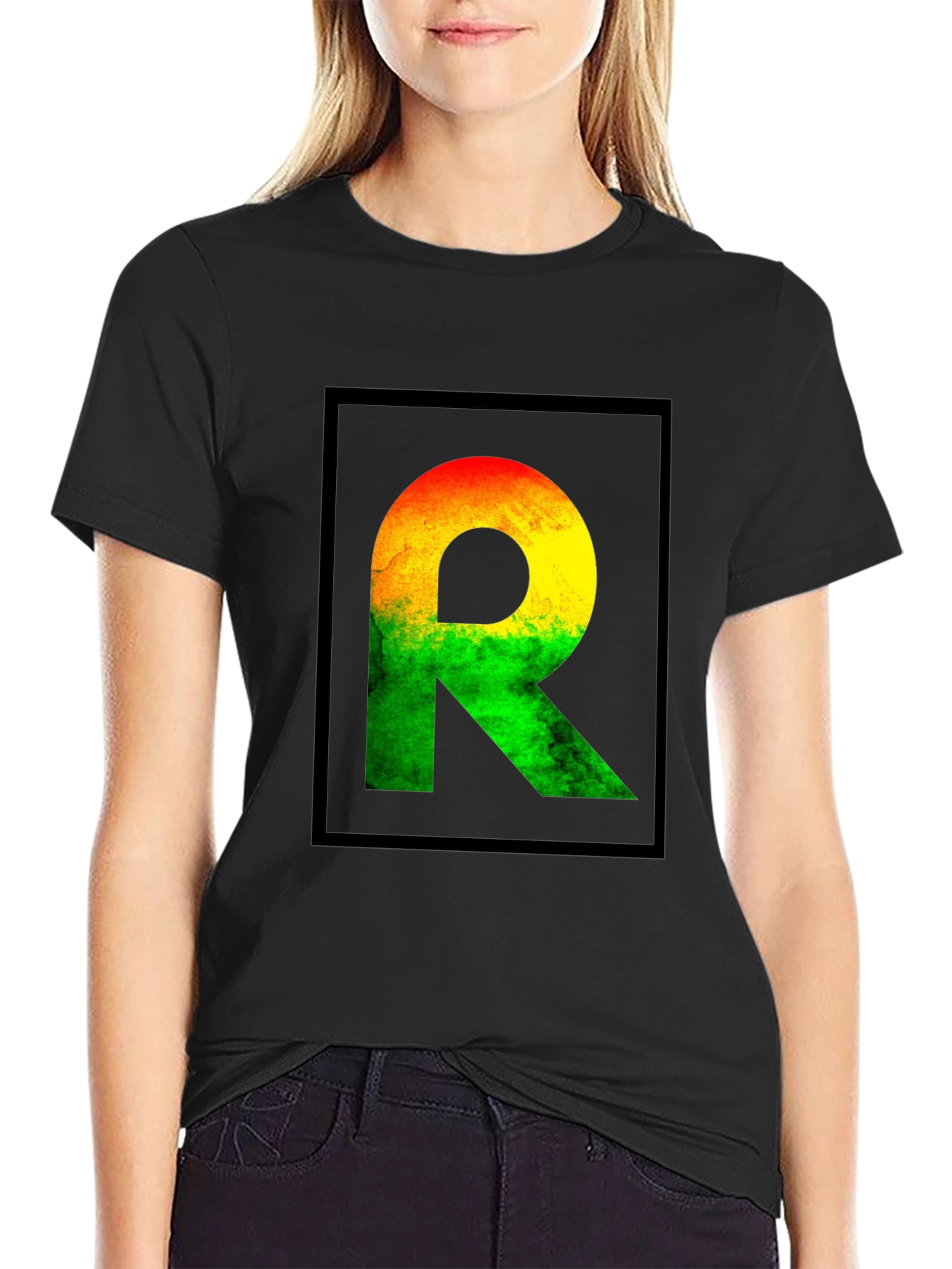 Rasta R Graphic Black T-Shirt