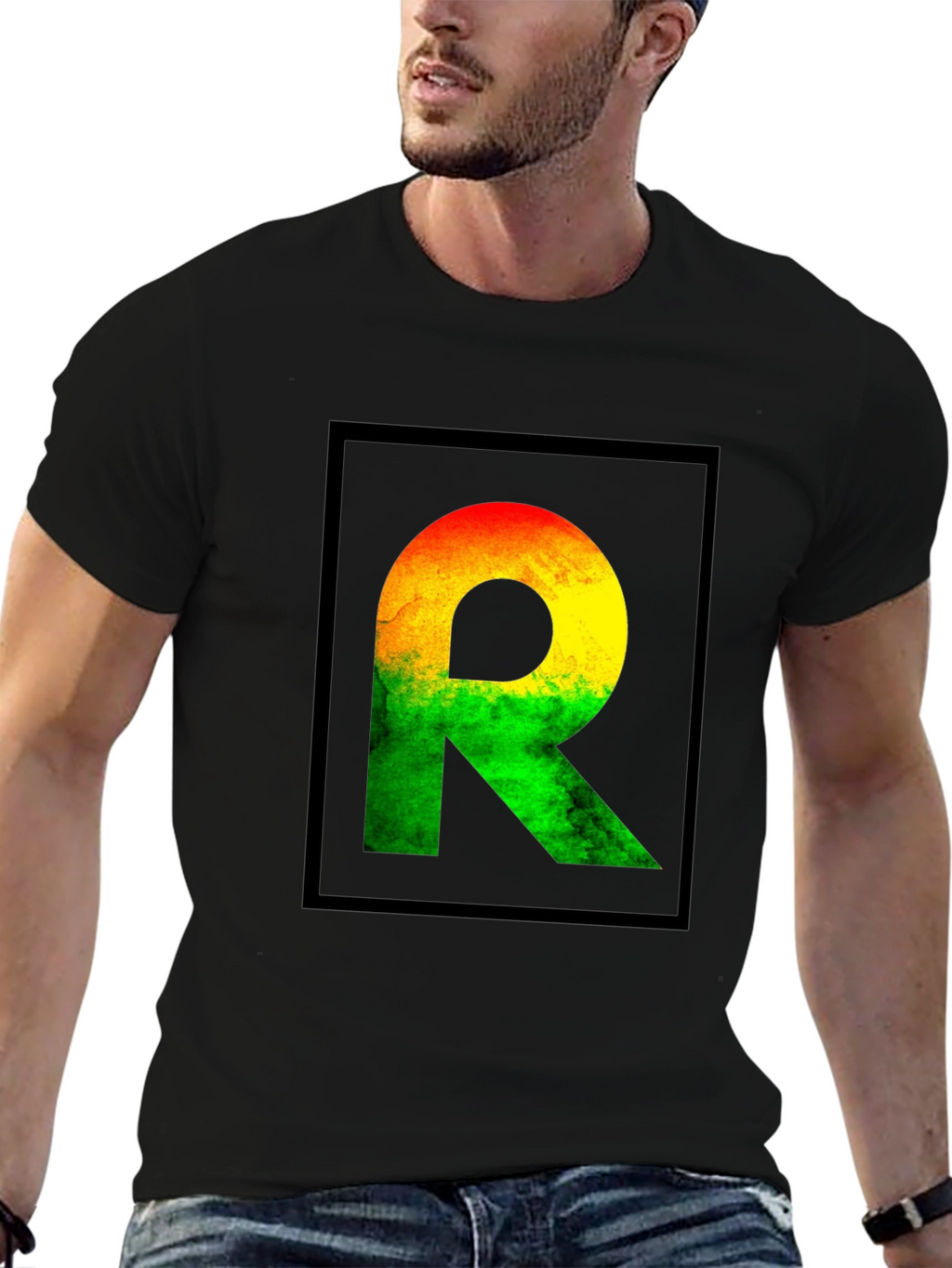 Rasta R Graphic Black T-Shirt