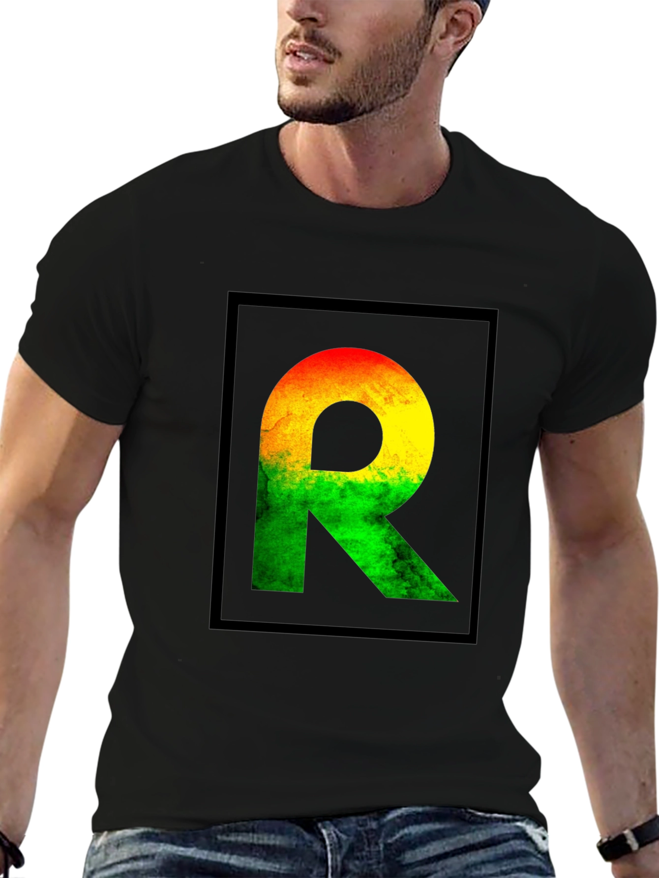 Rasta R Graphic Black T-Shirt