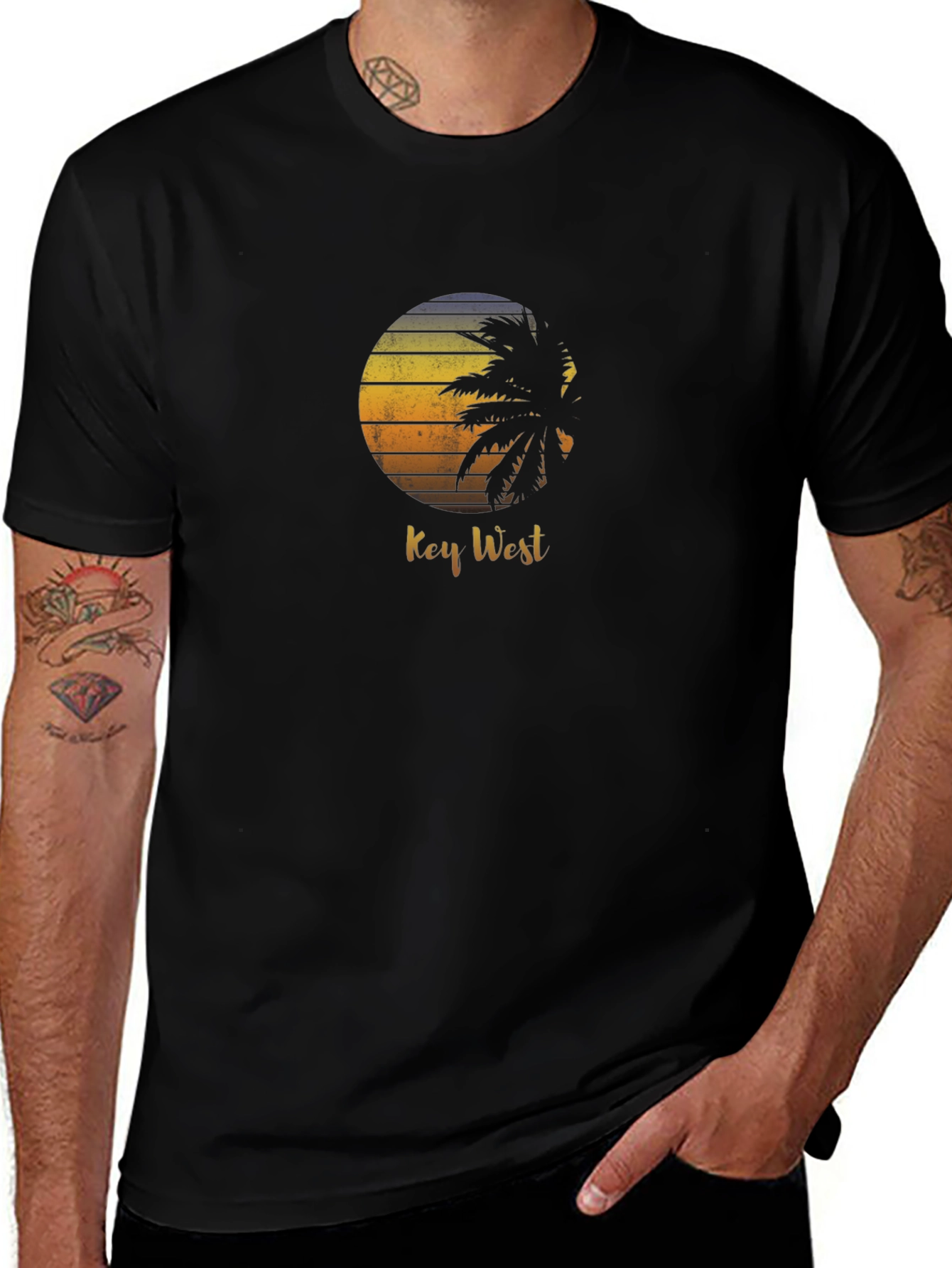 Key West Palm Tree Sunset Graphic T-Shirt