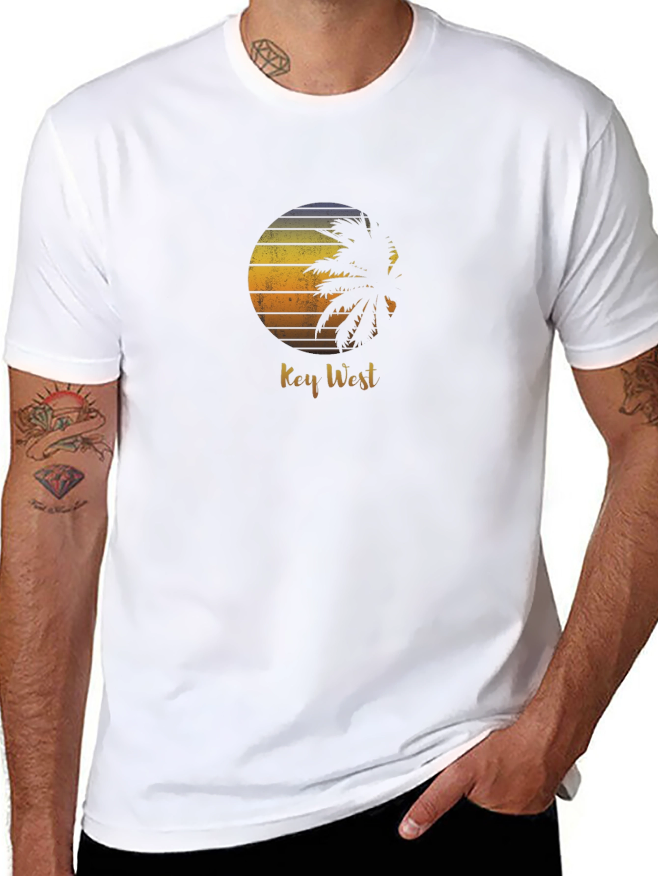 Key West Palm Tree Sunset Graphic T-Shirt