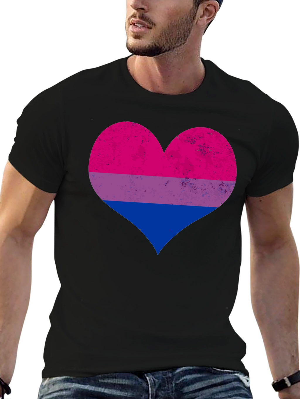 Bisexual Pride Heart Graphic T-Shirt
