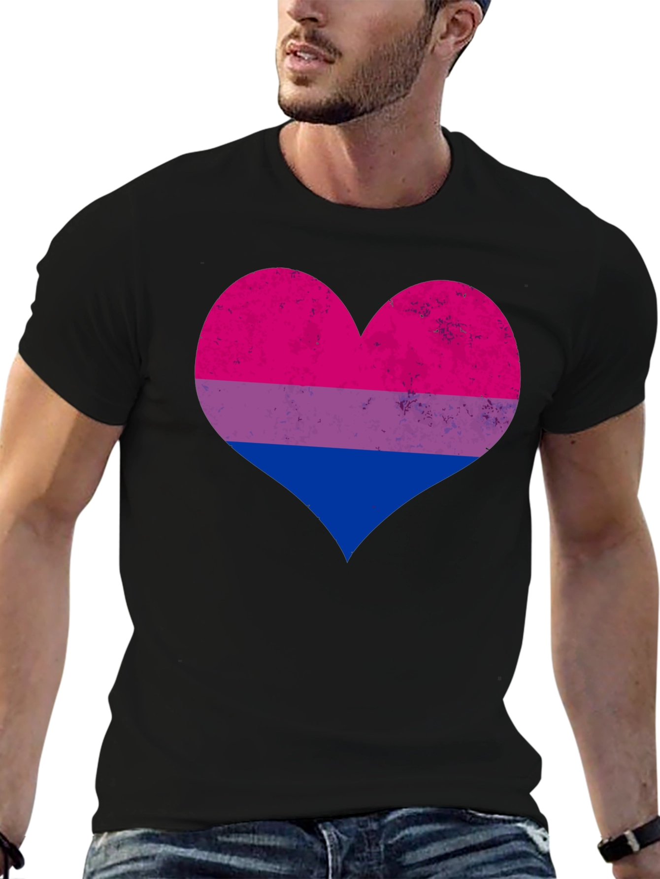 Bisexual Pride Heart Graphic T-Shirt