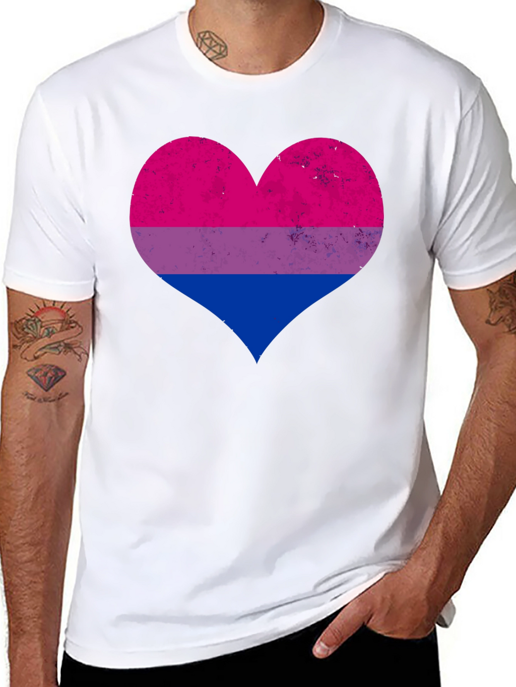 Bisexual Pride Heart Graphic T-Shirt
