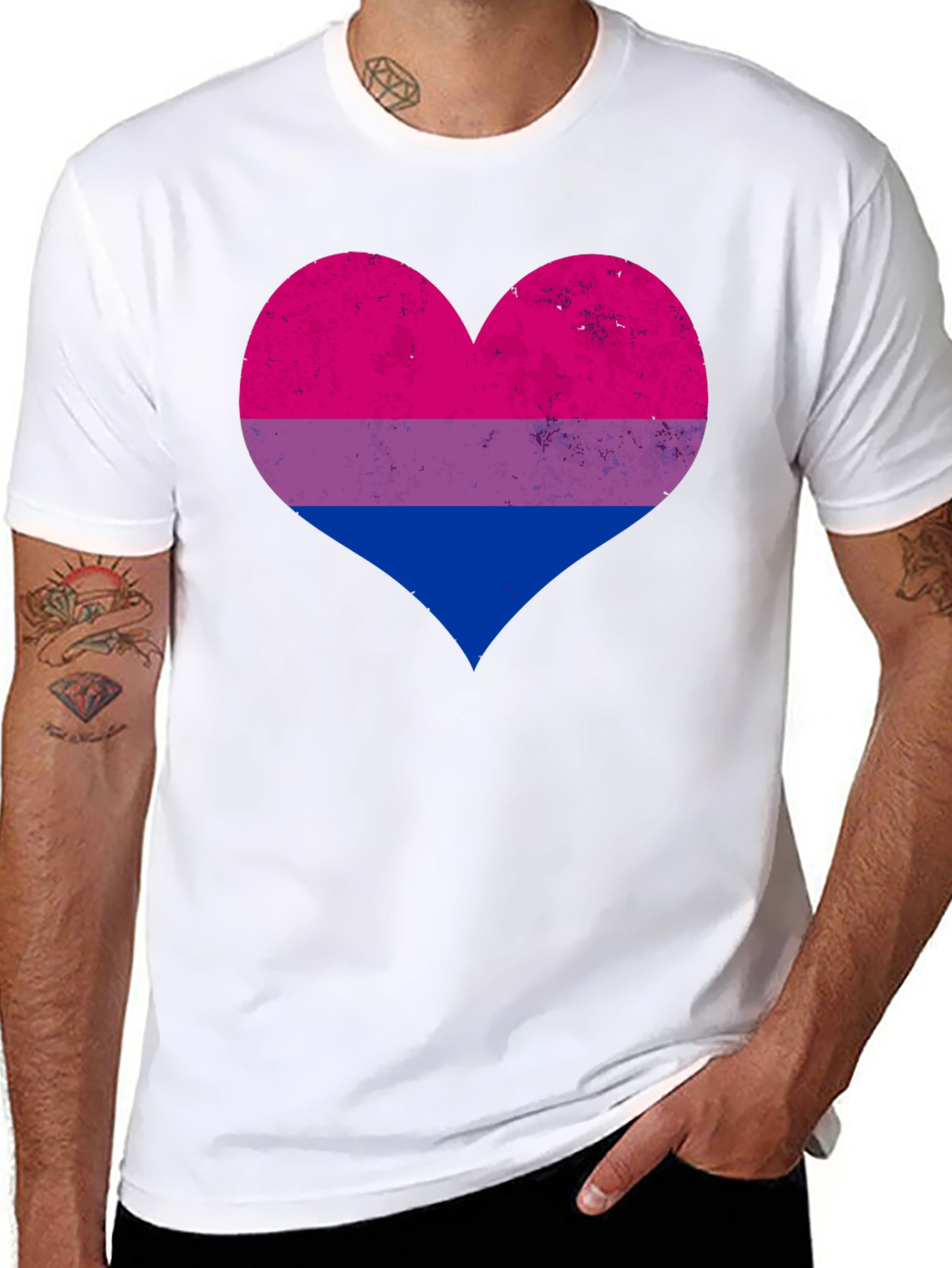 Bisexual Pride Heart Graphic T-Shirt