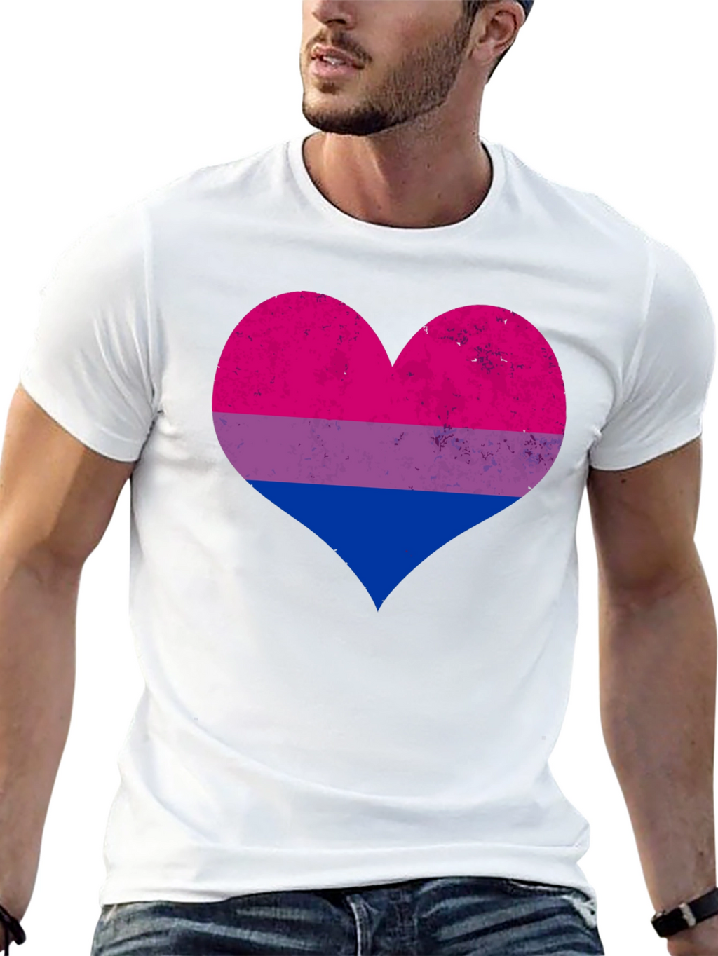 Bisexual Pride Heart Graphic T-Shirt