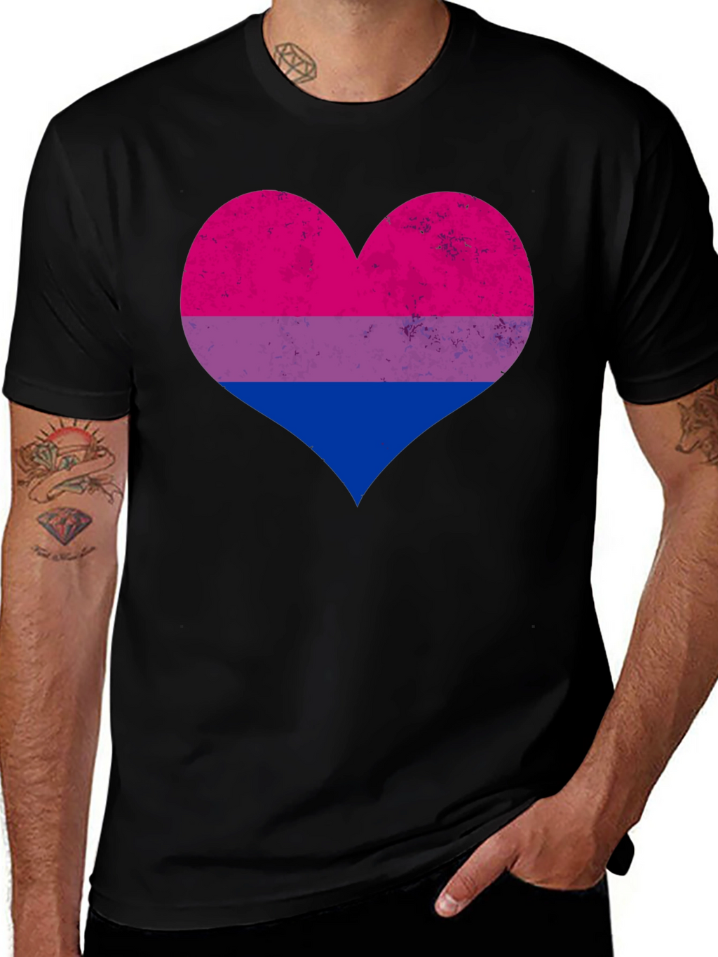 Bisexual Pride Heart Graphic T-Shirt