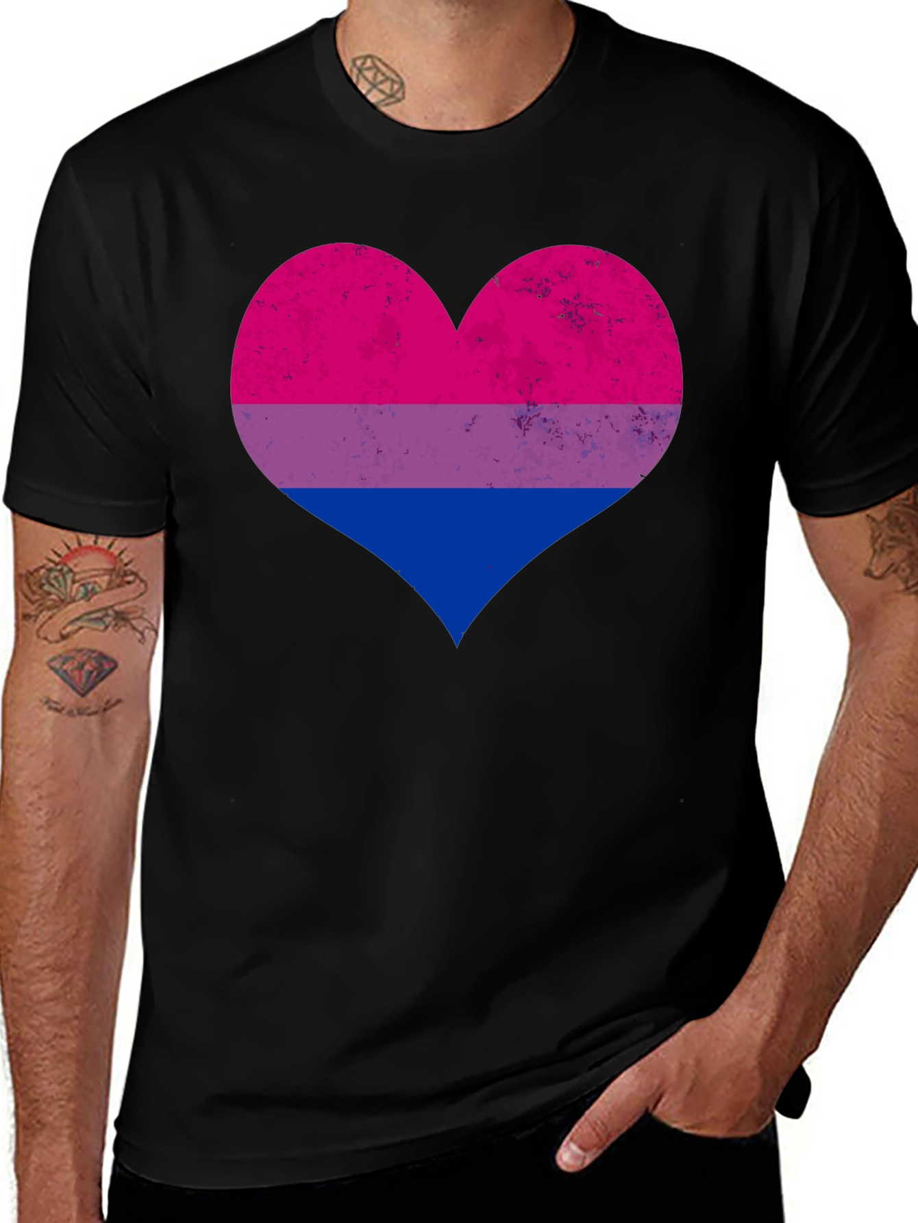 Bisexual Pride Heart Graphic T-Shirt