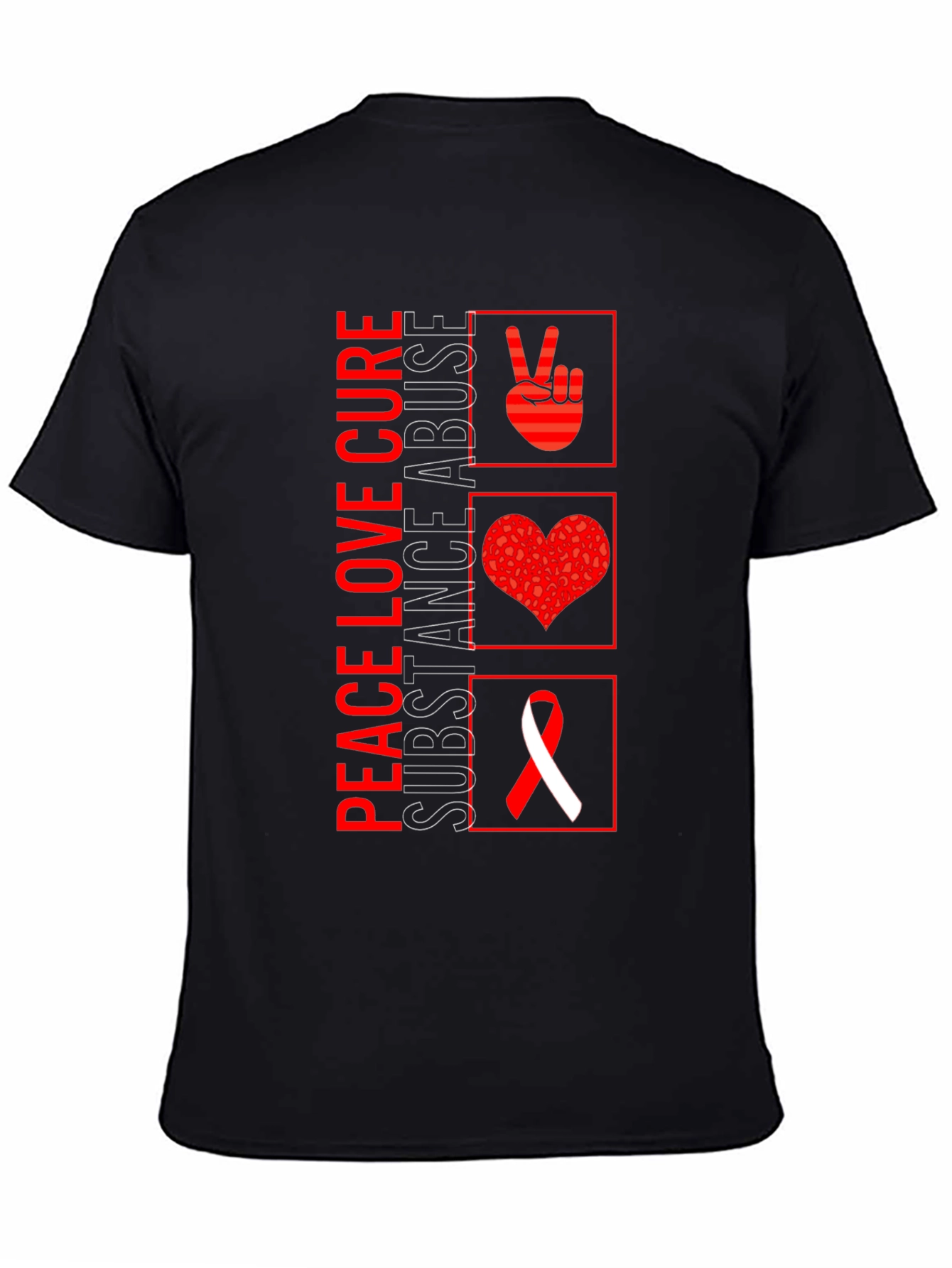Peace Love Cure Substance Abuse Awareness T-Shirt