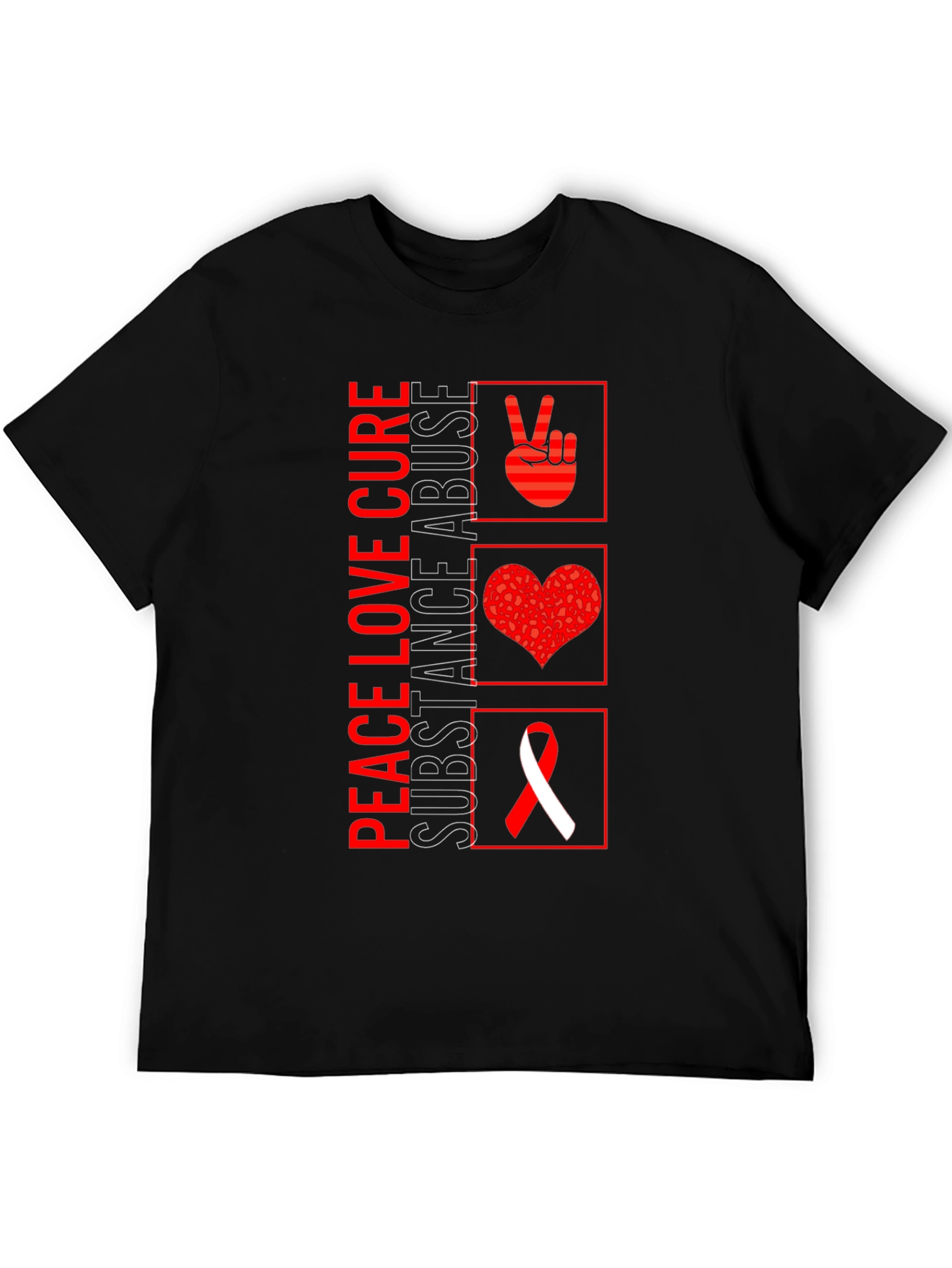 Peace Love Cure Substance Abuse Awareness T-Shirt