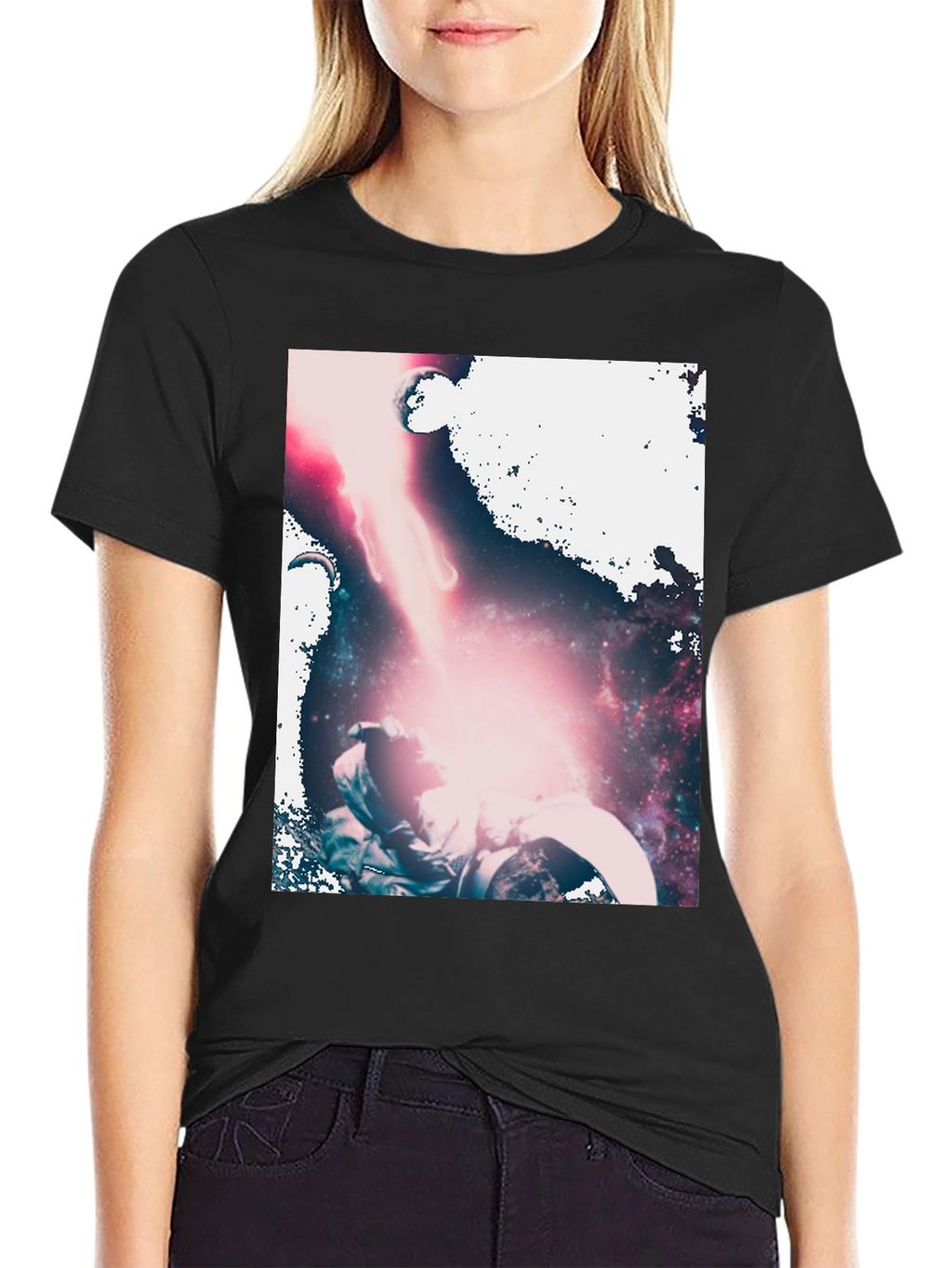 Astronaut Galaxy Graphic Black T-Shirt