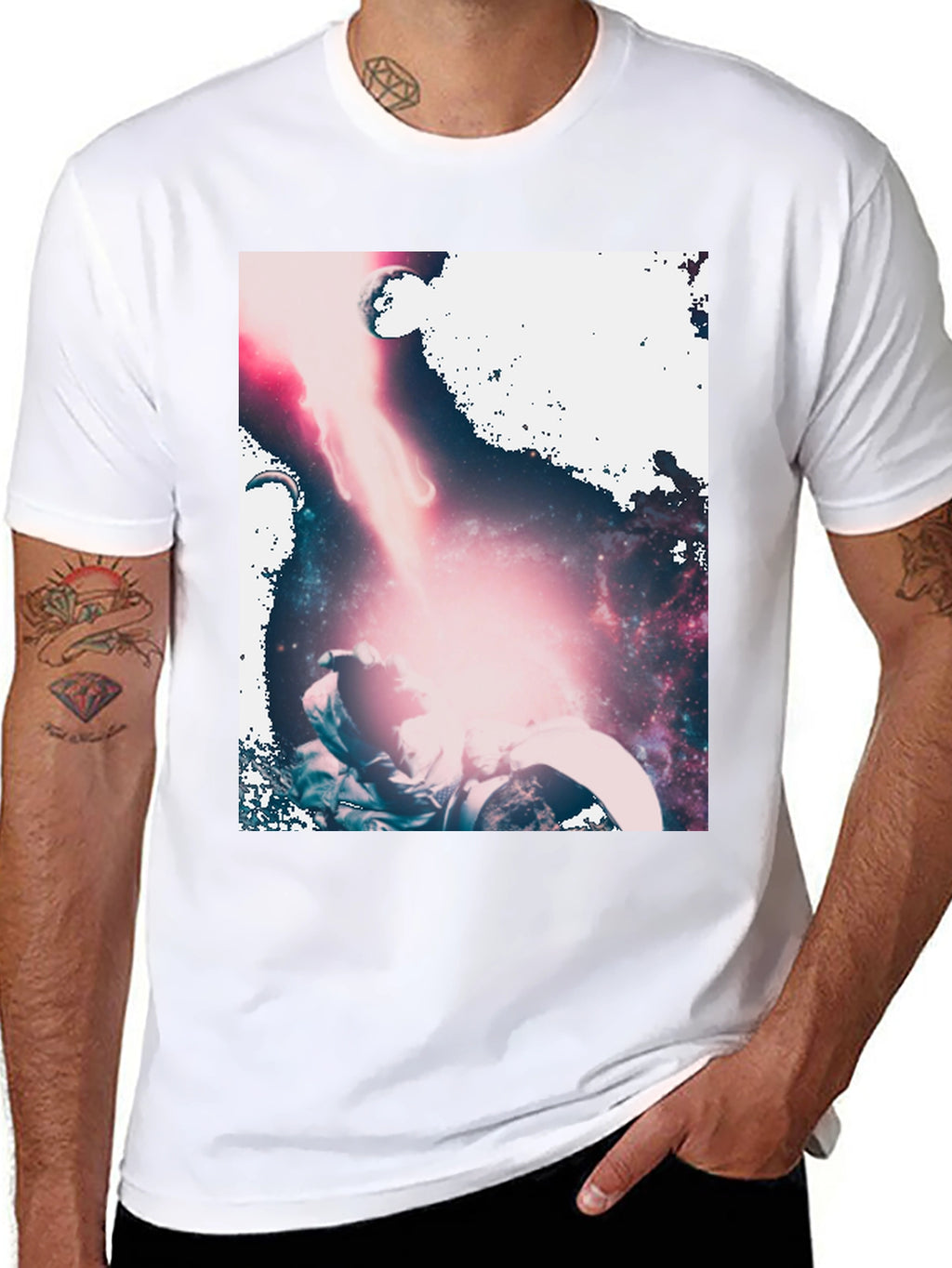 Astronaut Galaxy Graphic Black T-Shirt