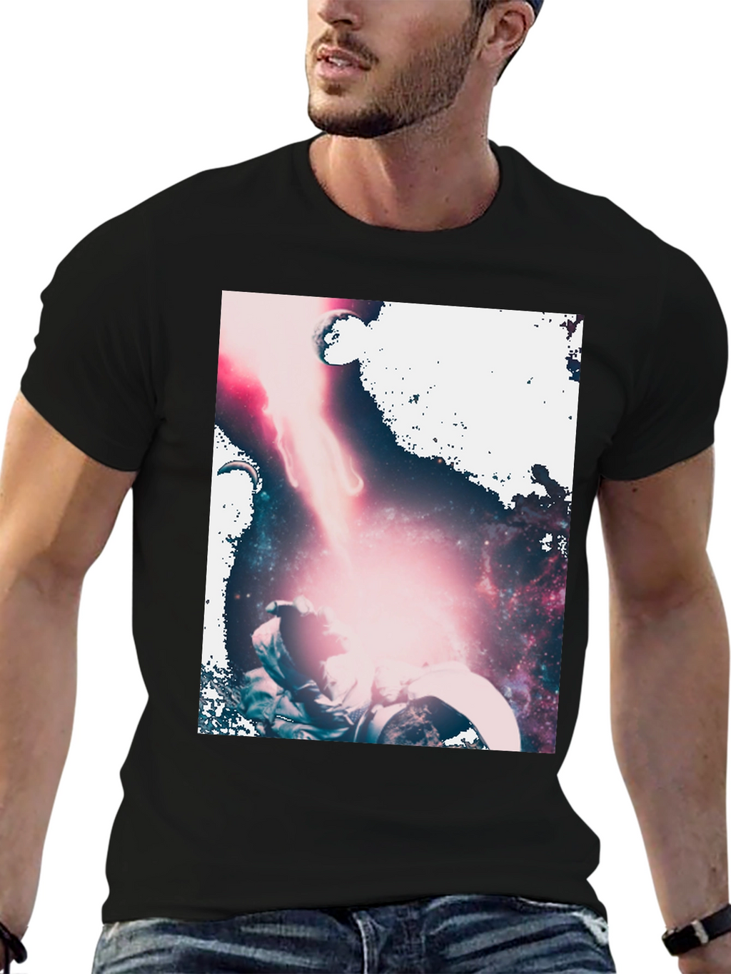 Astronaut Galaxy Graphic Black T-Shirt