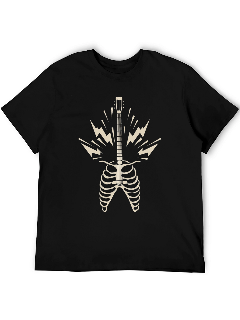 Rock n Roll Skeleton Guitar T-Shirt - Black