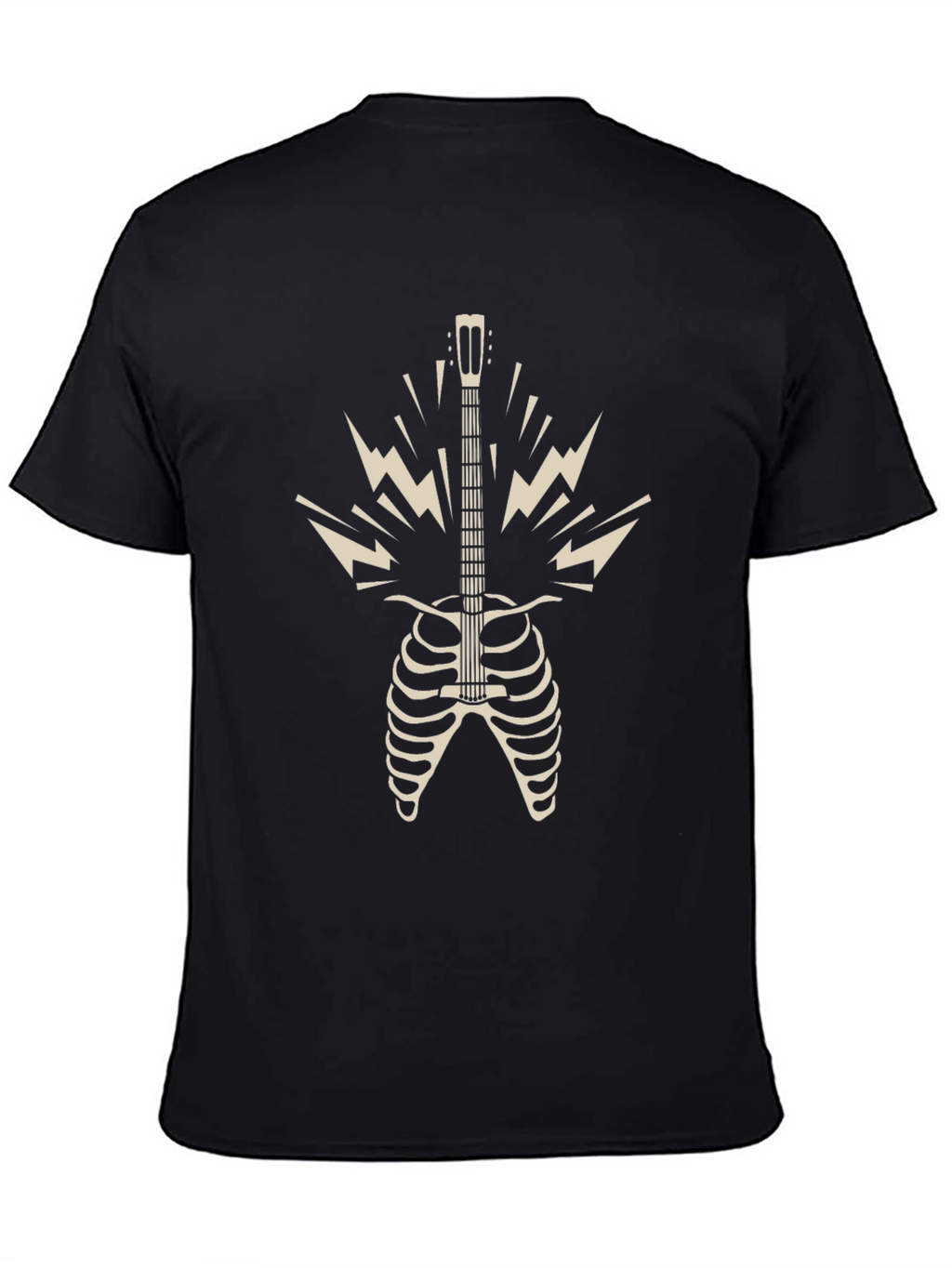 Rock n Roll Skeleton Guitar T-Shirt - Black