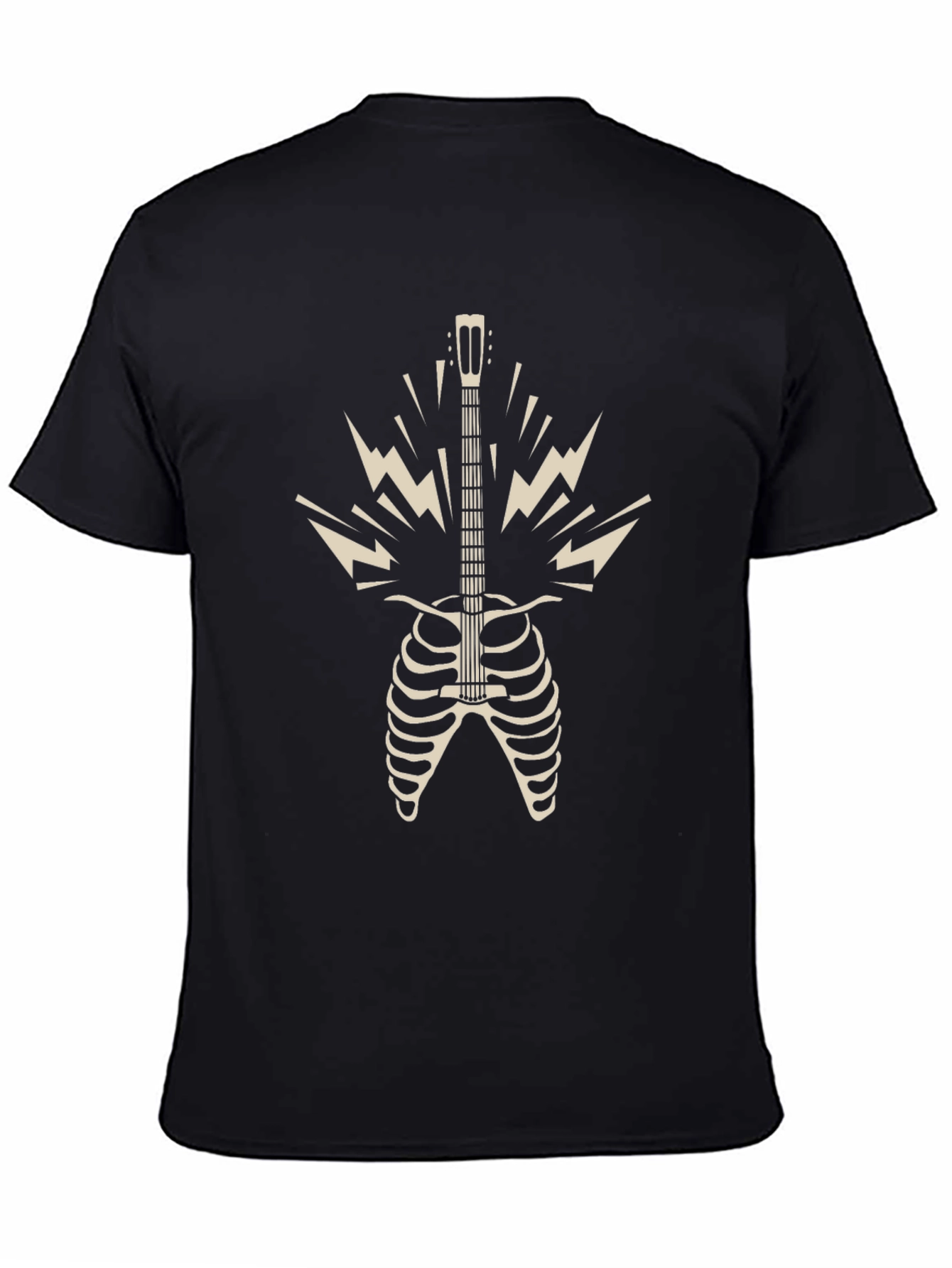 Rock n Roll Skeleton Guitar T-Shirt - Black