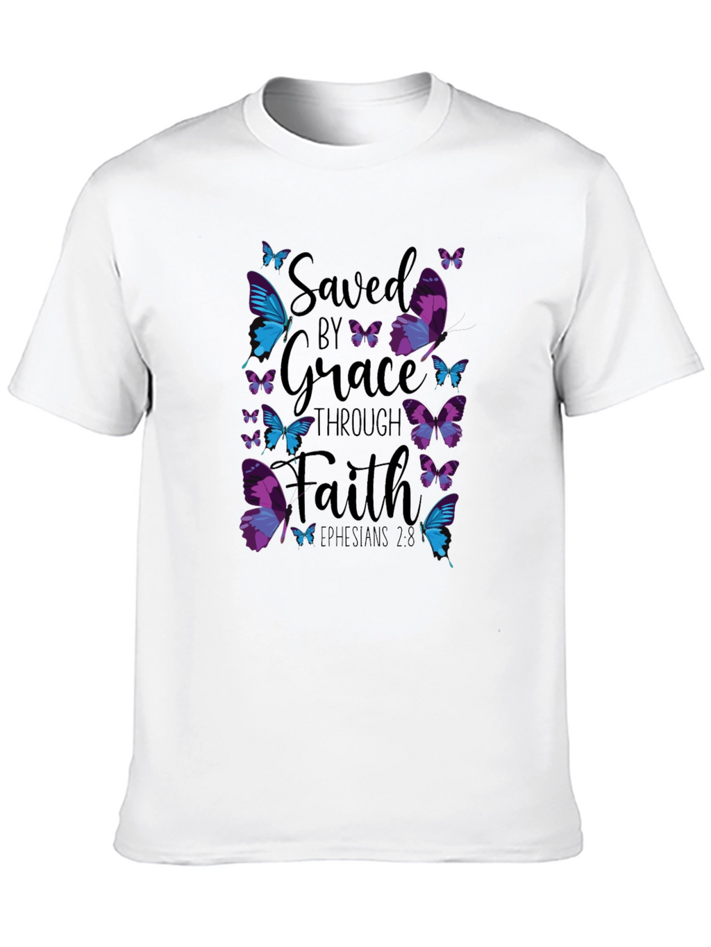 Saved by Grace Through Faith Butterfly Graphic Tee