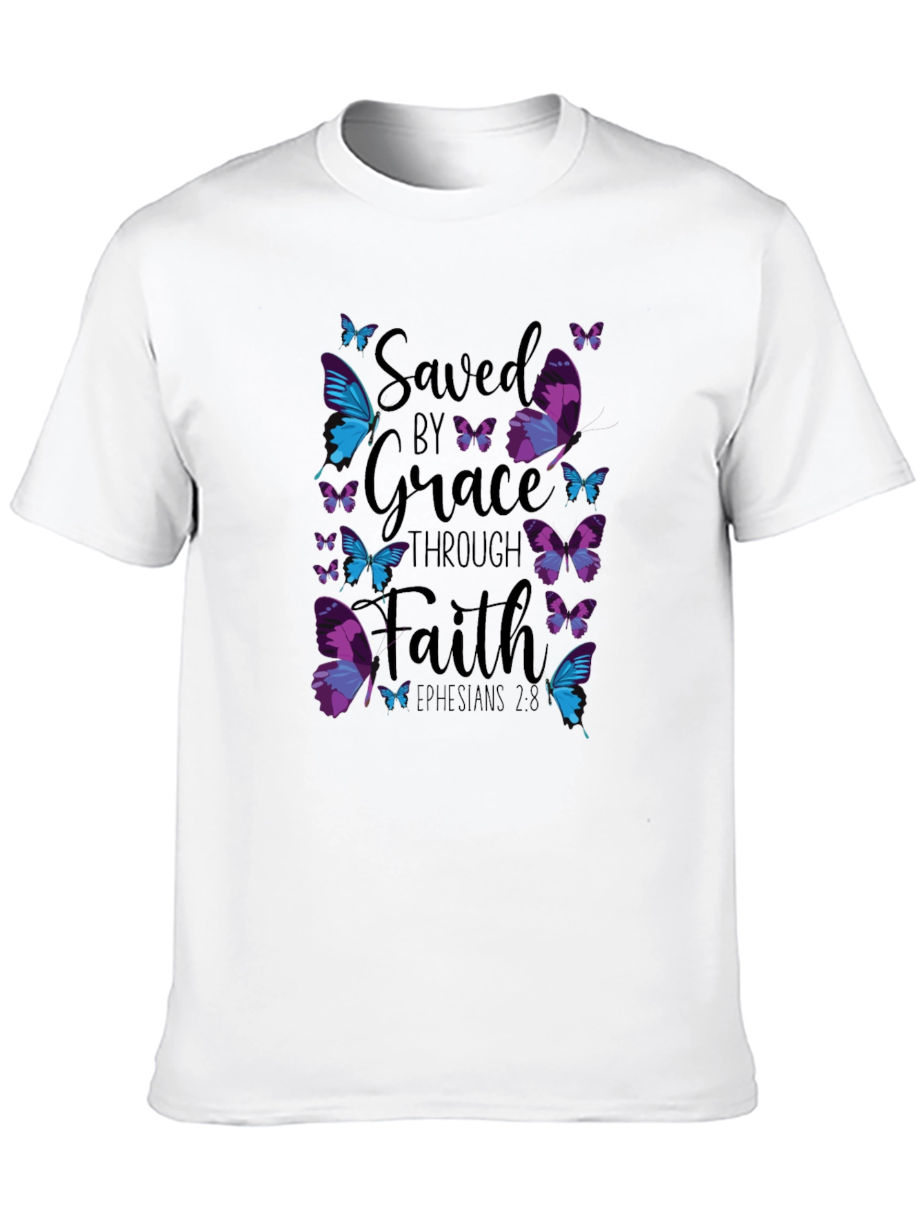 Saved by Grace Through Faith Butterfly Graphic Tee