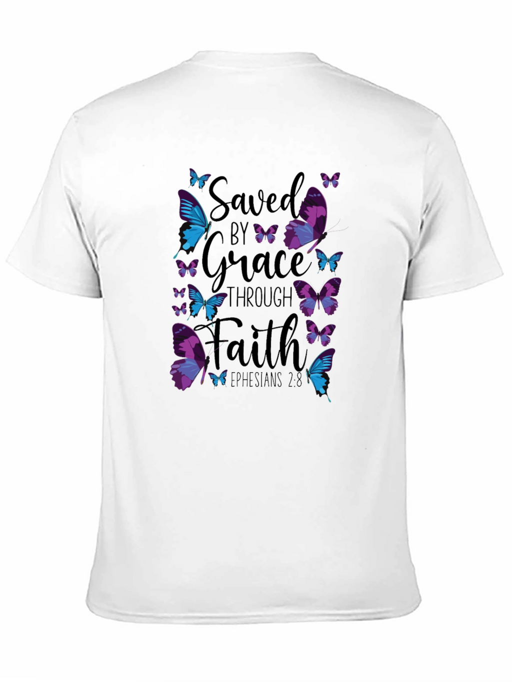 Saved by Grace Through Faith Butterfly Graphic Tee