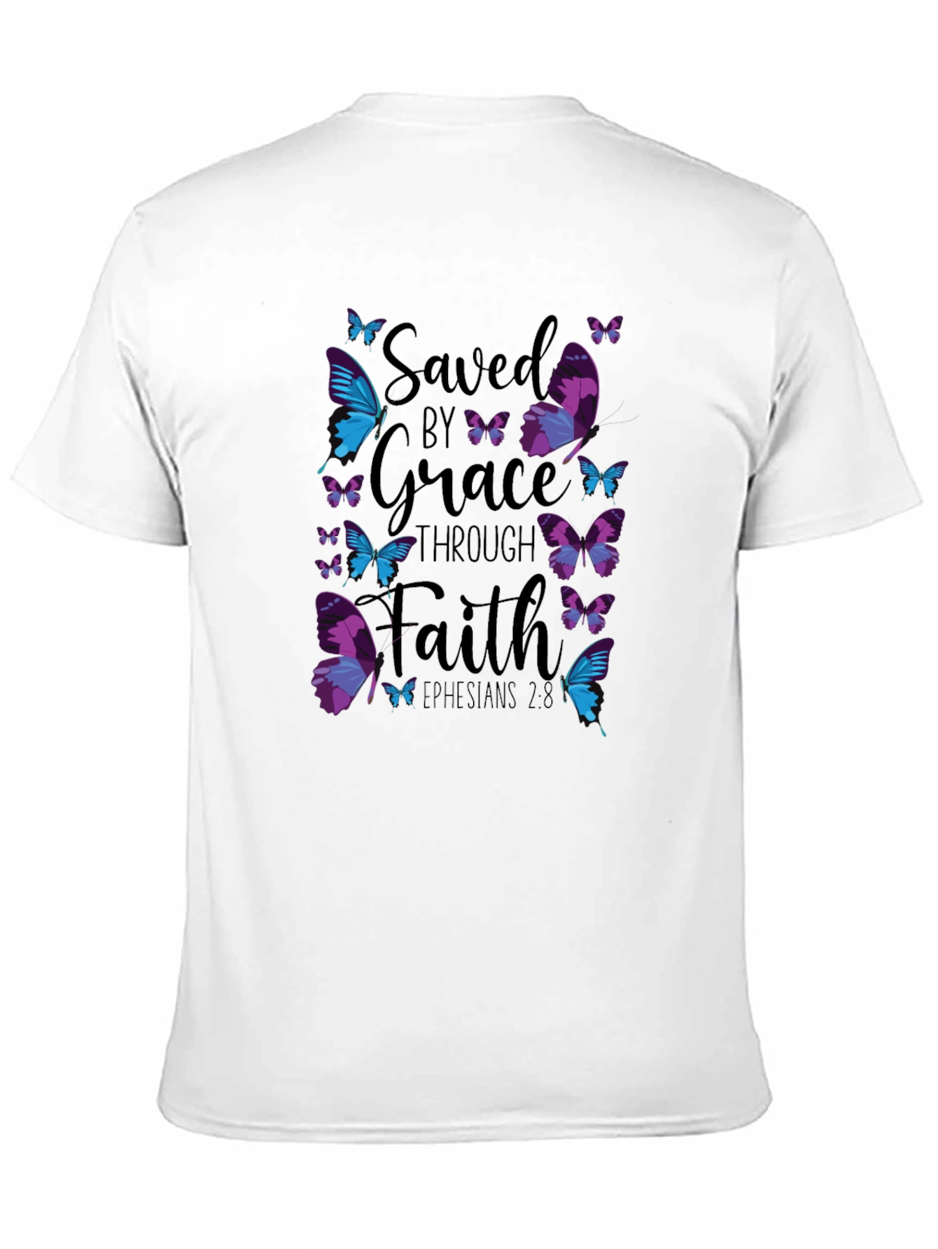 Saved by Grace Through Faith Butterfly Graphic Tee