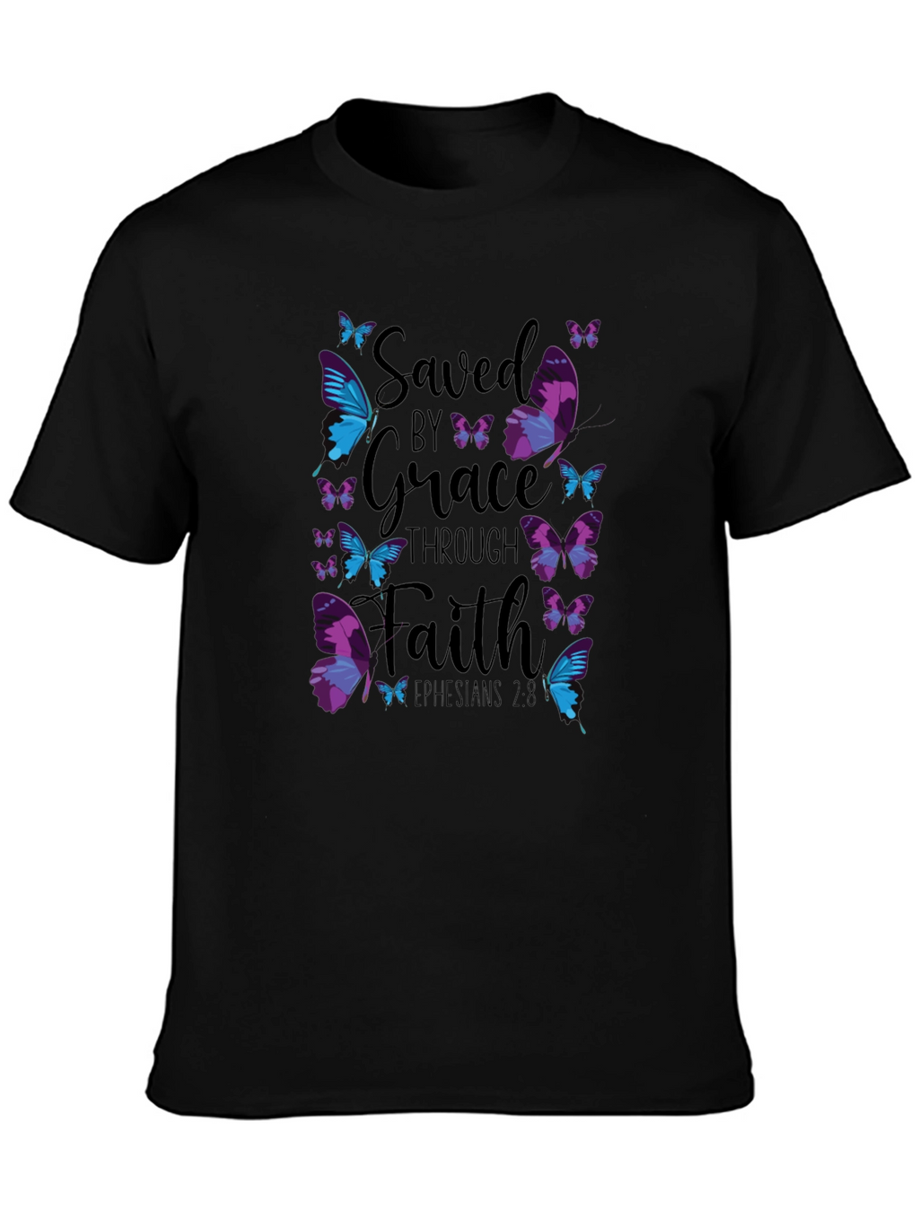 Saved by Grace Through Faith Butterfly Graphic Tee