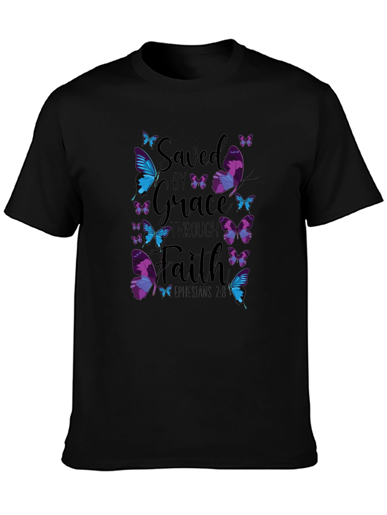 Saved by Grace Through Faith Butterfly Graphic Tee