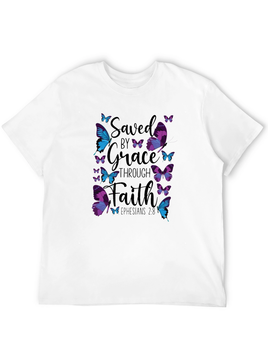 Saved by Grace Through Faith Butterfly Graphic Tee