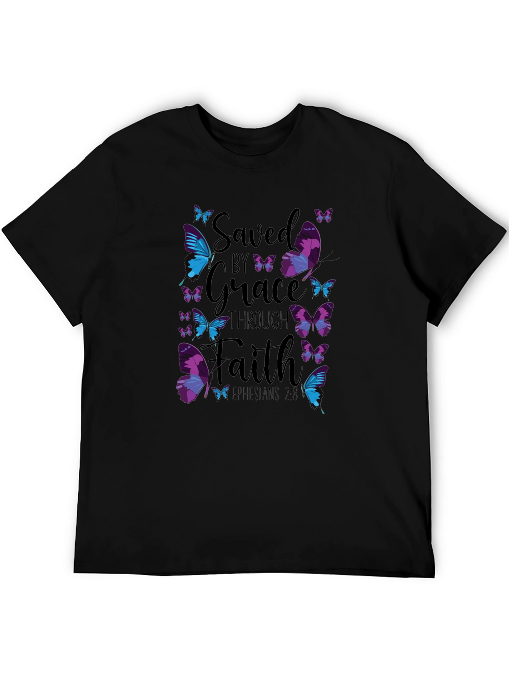 Saved by Grace Through Faith Butterfly Graphic Tee