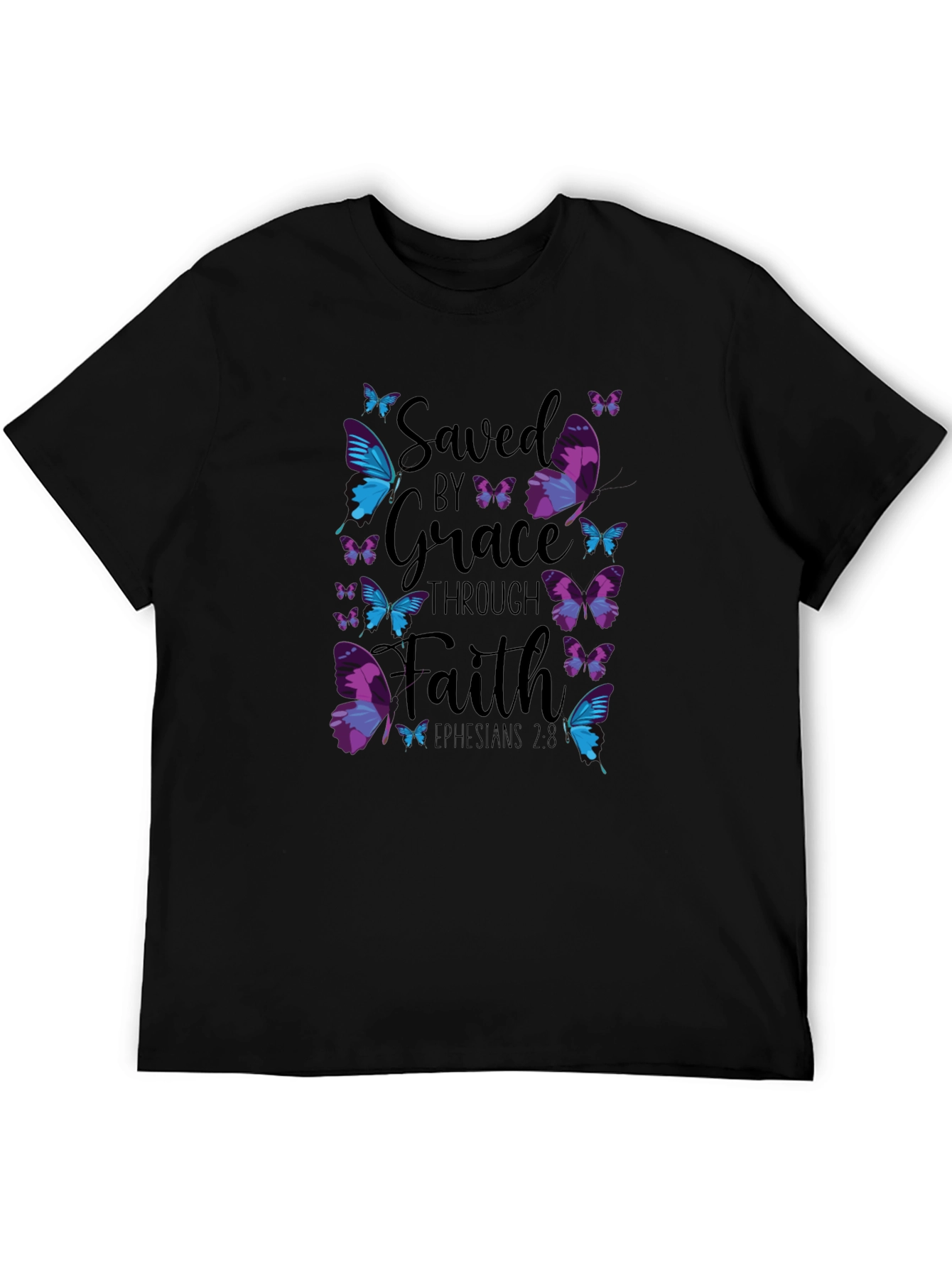 Saved by Grace Through Faith Butterfly Graphic Tee
