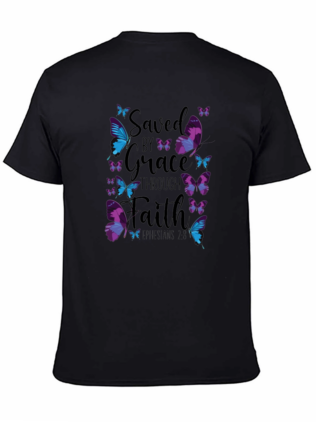 Saved by Grace Through Faith Butterfly Graphic Tee