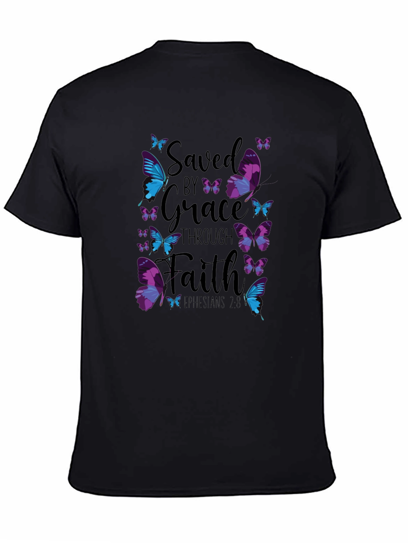 Saved by Grace Through Faith Butterfly Graphic Tee