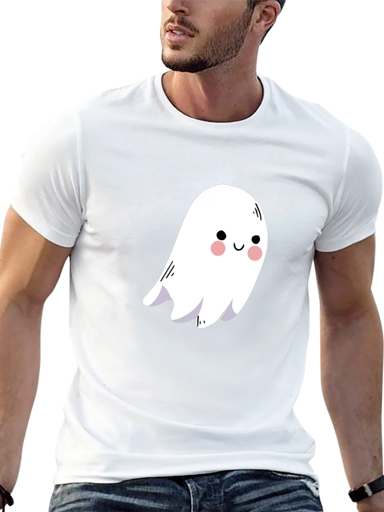 Cute Ghost Graphic Black T-Shirt