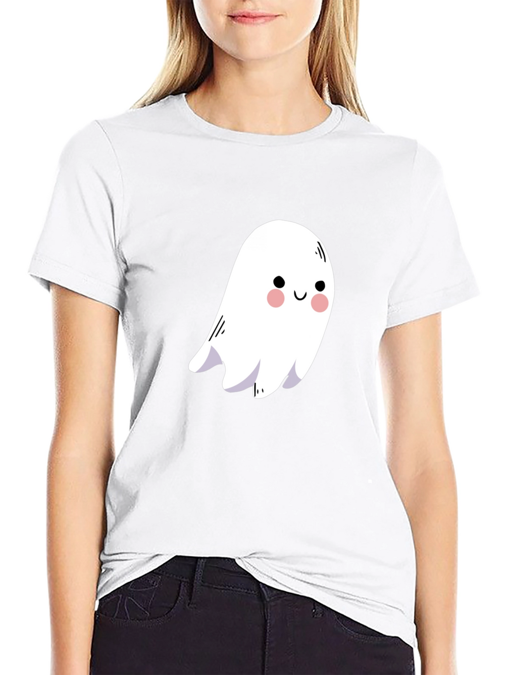 Cute Ghost Graphic Black T-Shirt