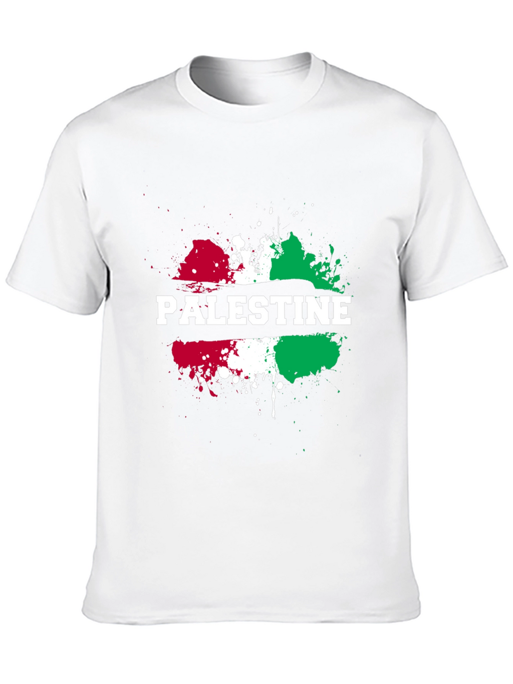 Palestine Flag Splatter Print Black T-Shirt
