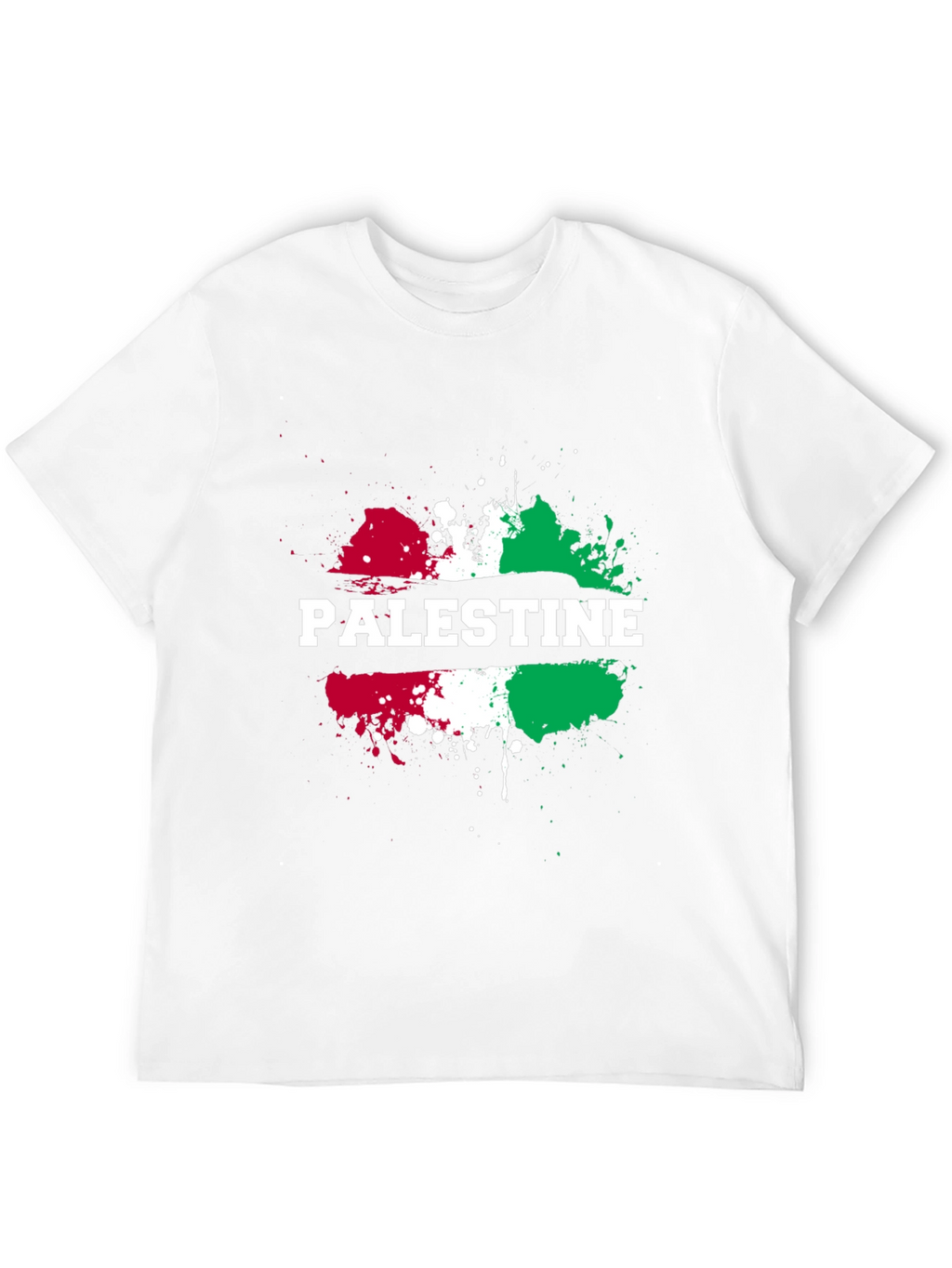 Palestine Flag Splatter Print Black T-Shirt