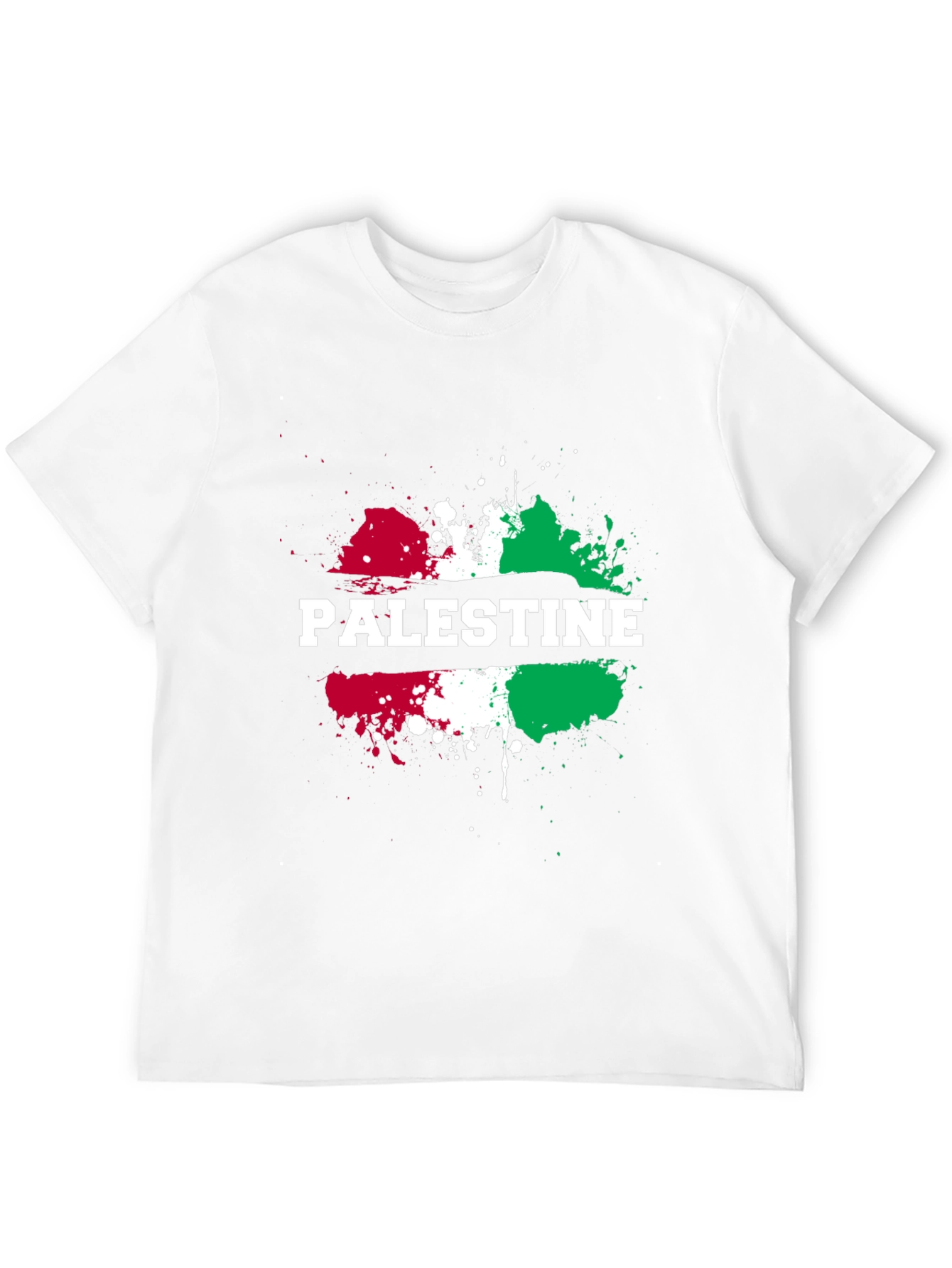 Palestine Flag Splatter Print Black T-Shirt