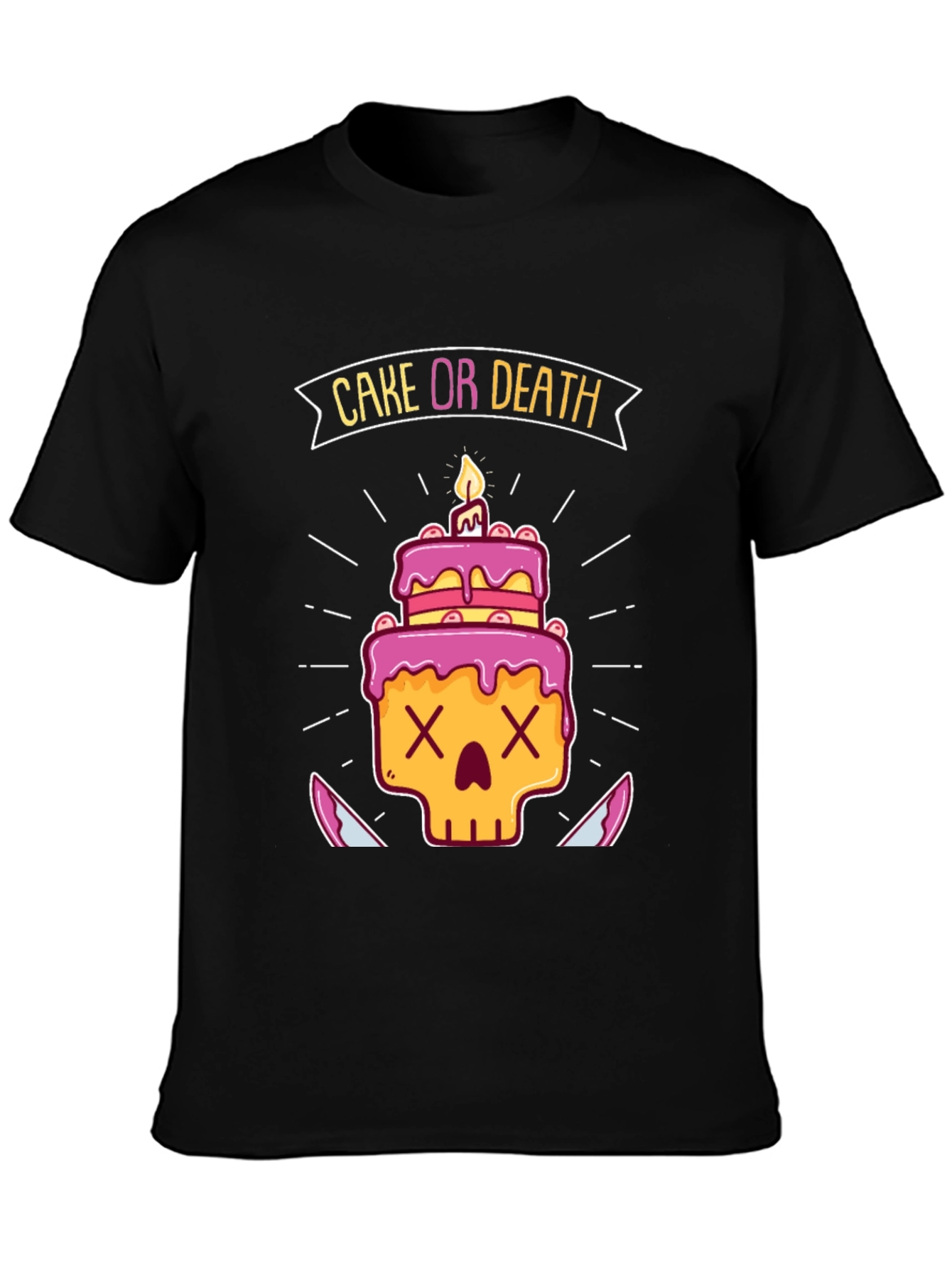 Cake or Death Graphic Tee - Funny Skull Birthday T-Shirt