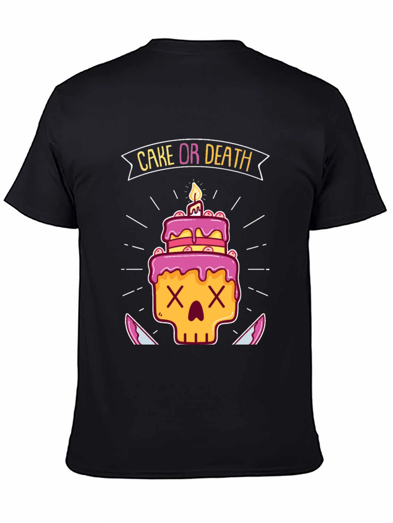 Cake or Death Graphic Tee - Funny Skull Birthday T-Shirt