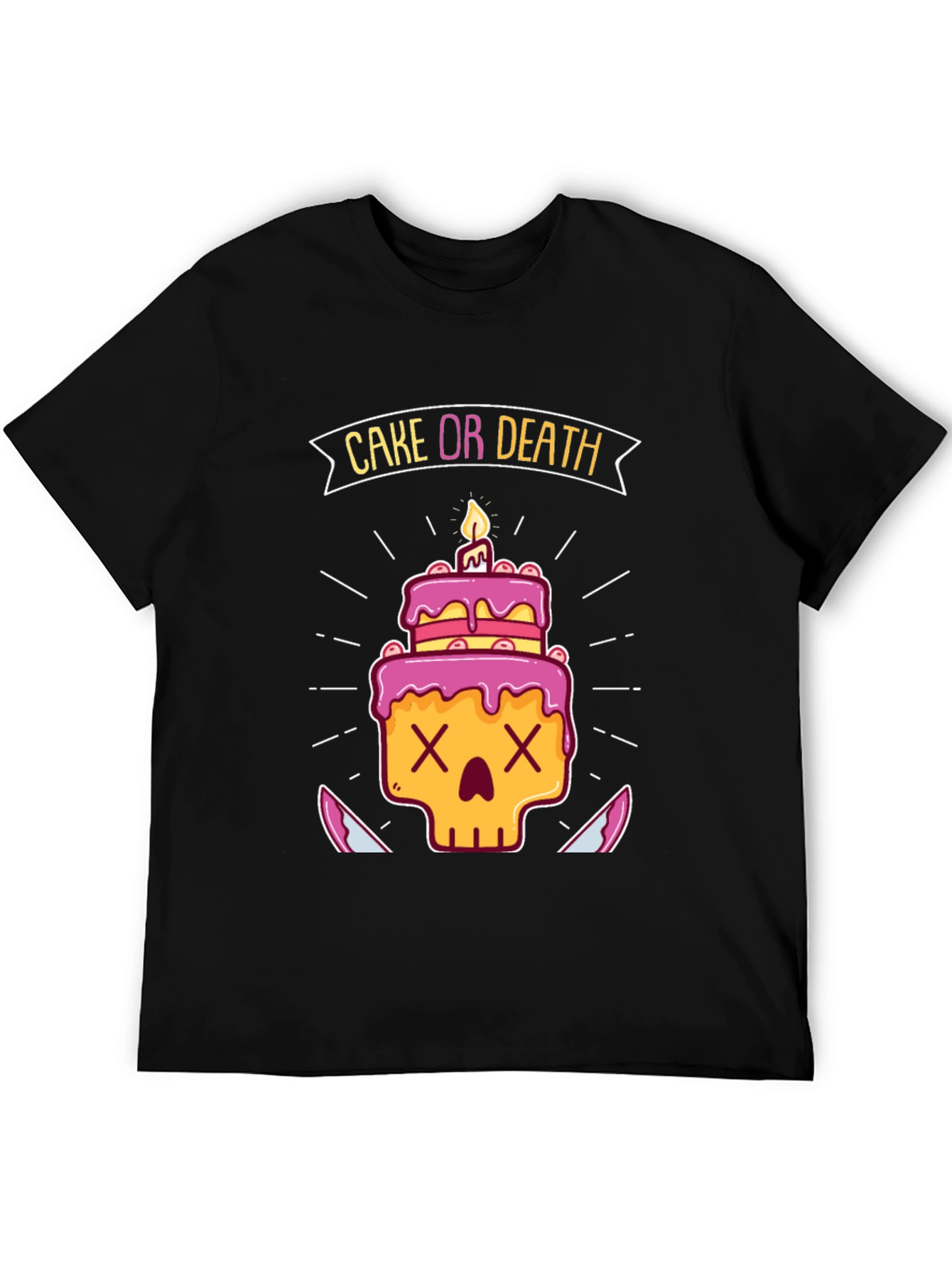 Cake or Death Graphic Tee - Funny Skull Birthday T-Shirt