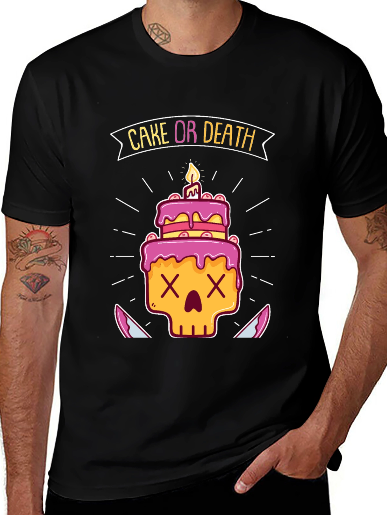 Cake or Death Graphic Tee - Funny Skull Birthday T-Shirt