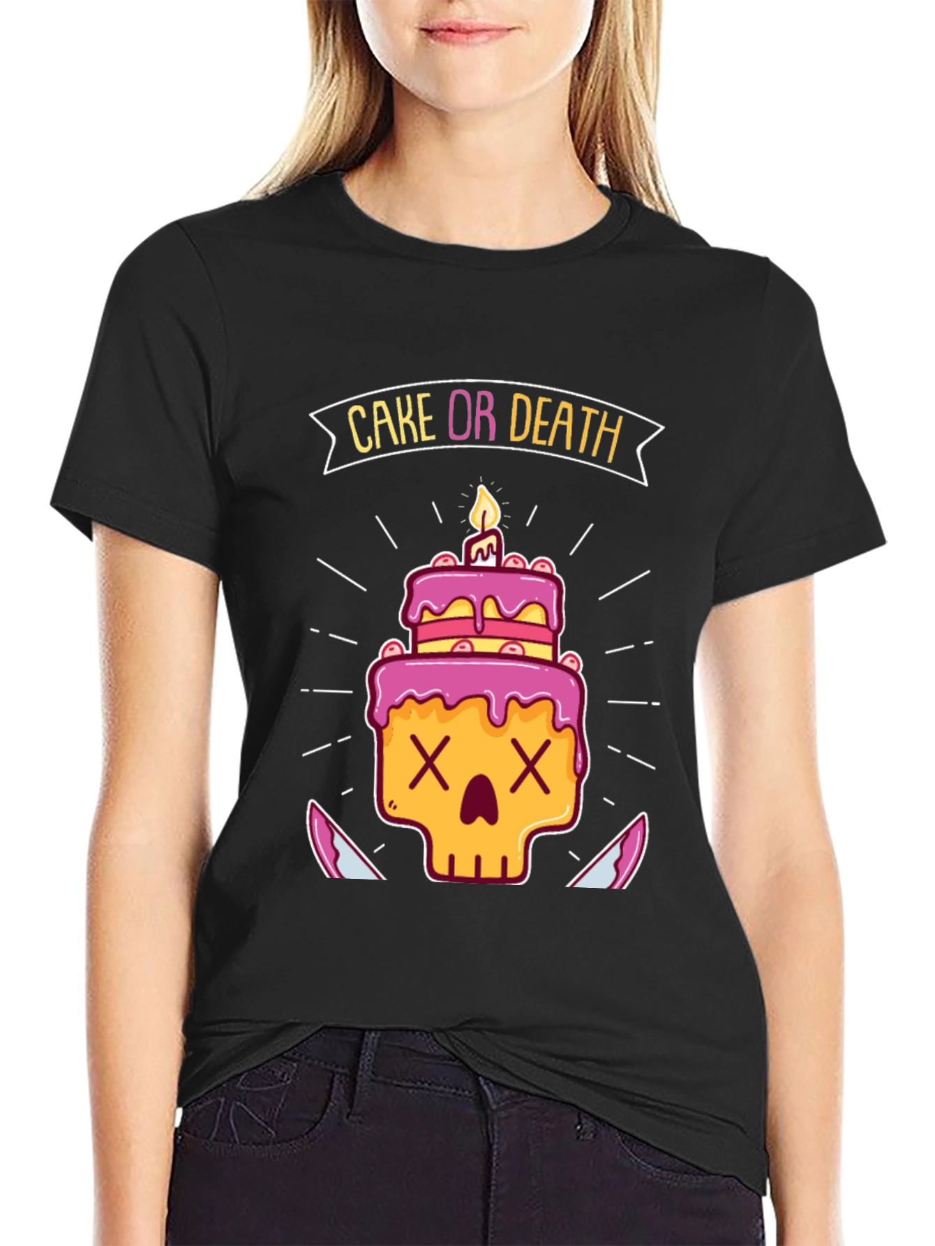 Cake or Death Graphic Tee - Funny Skull Birthday T-Shirt