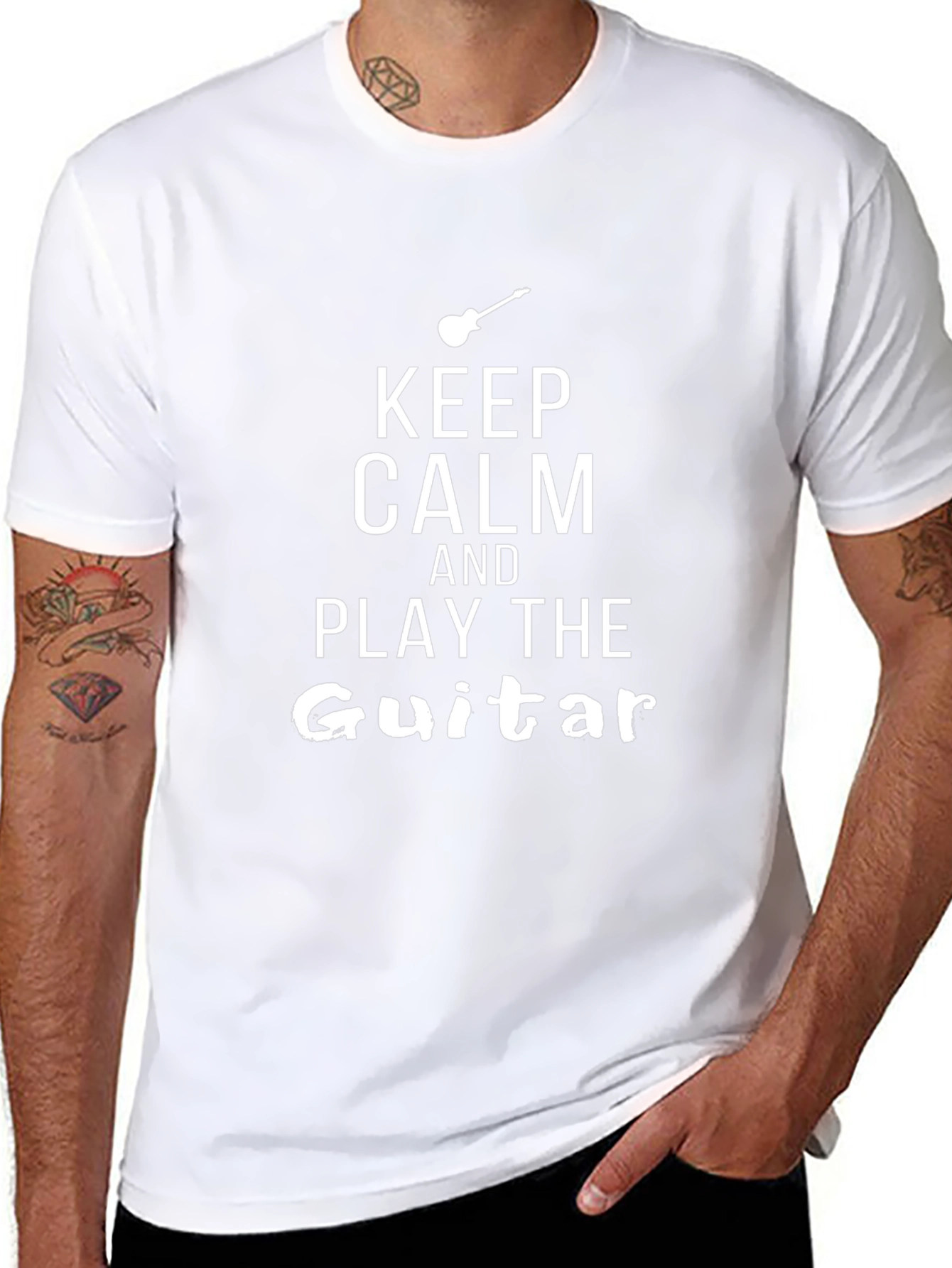 Keep Calm & Play Guitar T-Shirt - Black Cotton