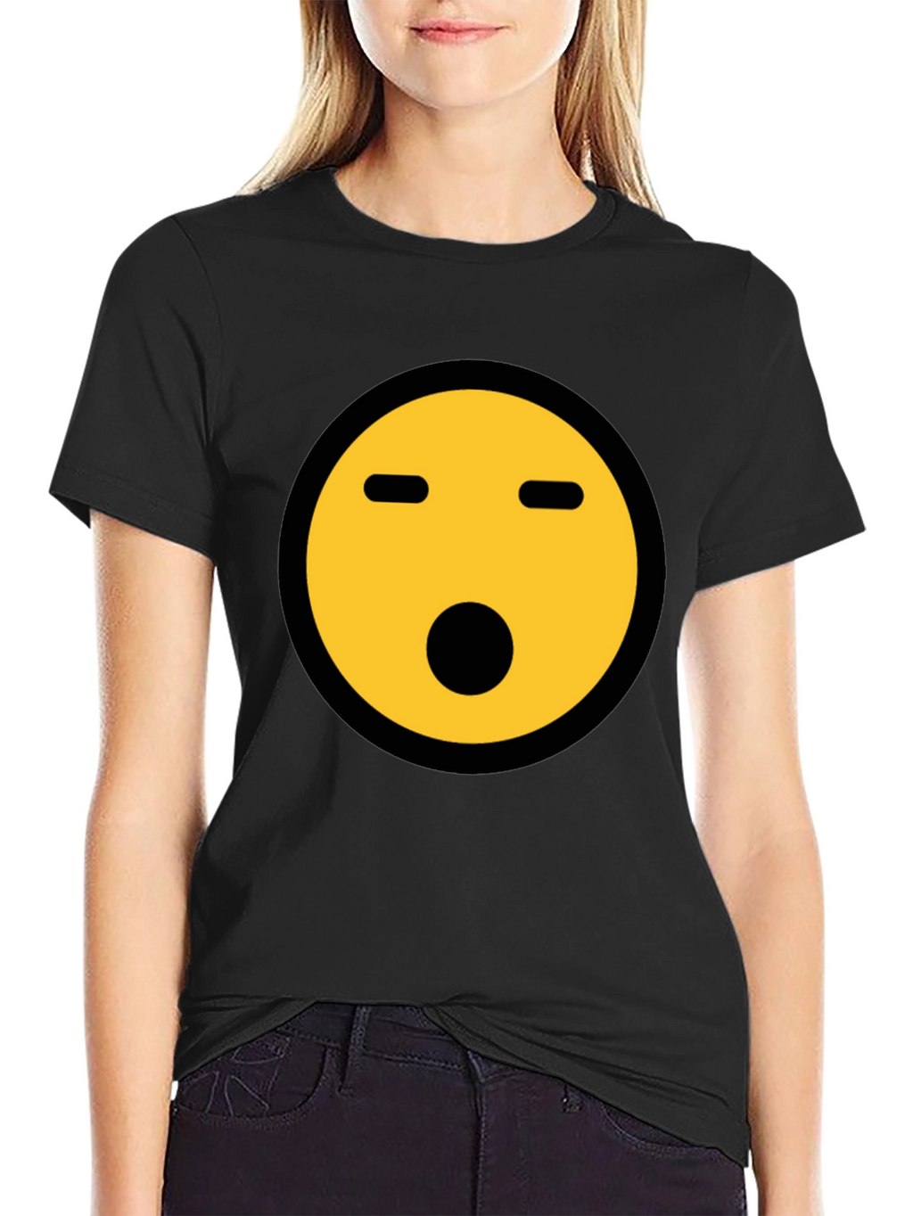 Shocked Emoji Graphic Tee - Black Crewneck