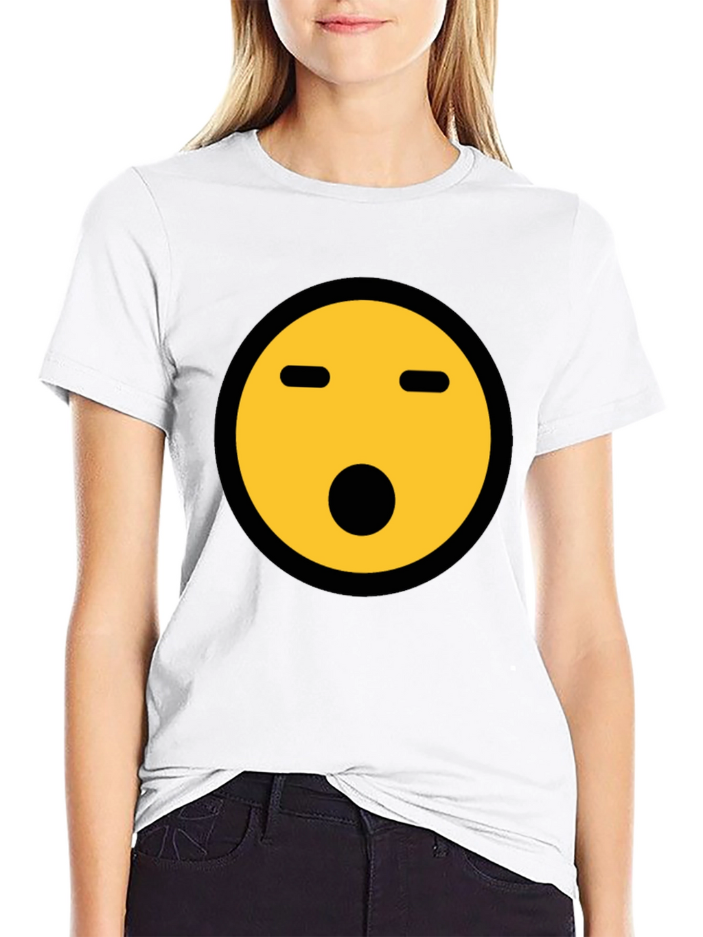 Shocked Emoji Graphic Tee - Black Crewneck