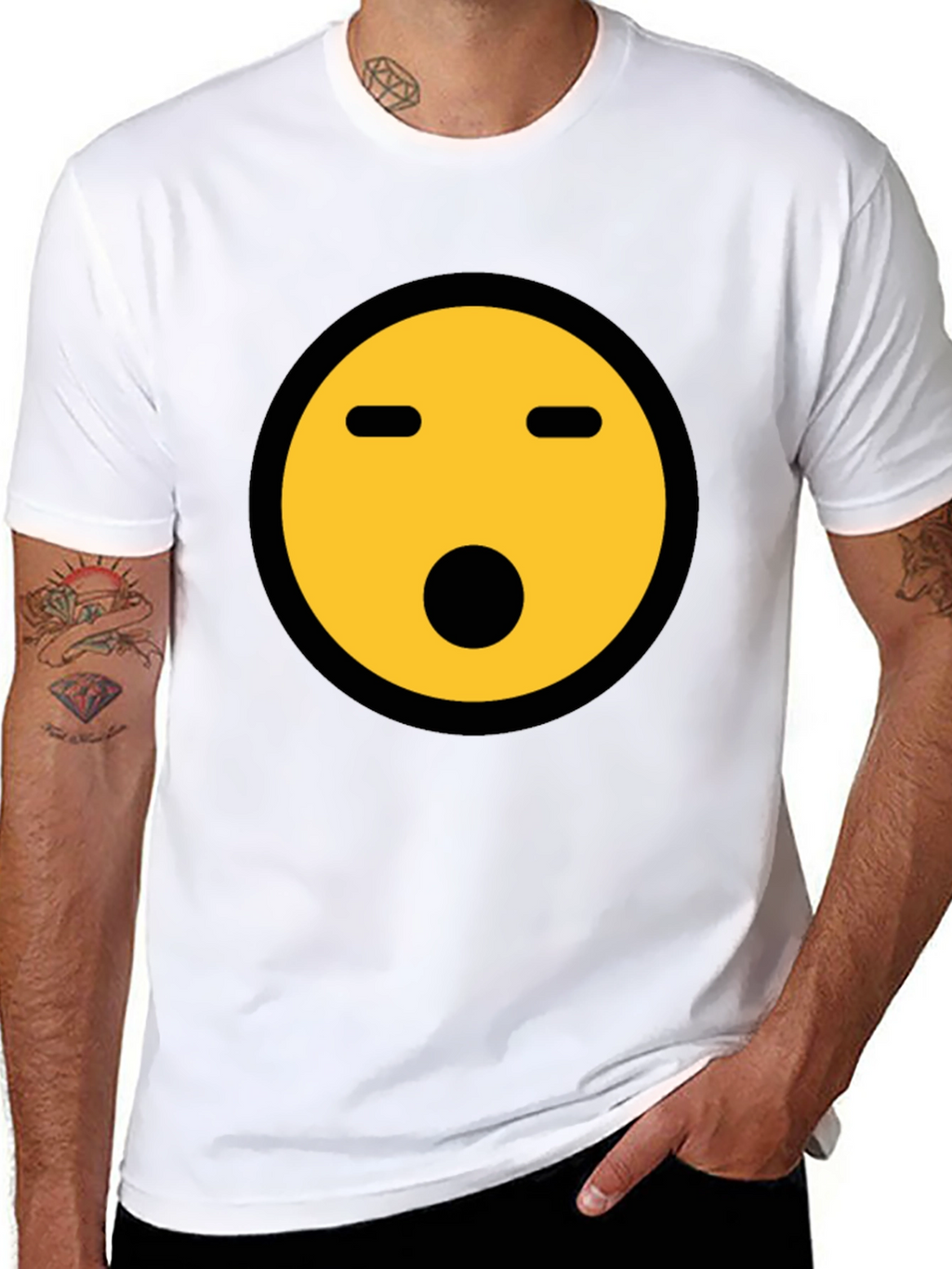 Shocked Emoji Graphic Tee - Black Crewneck
