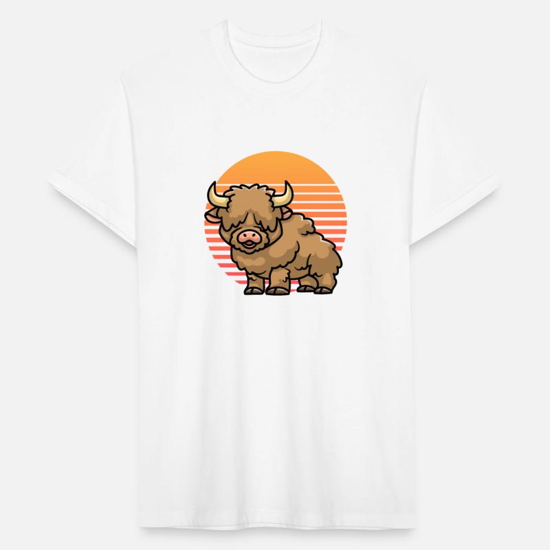 Retro Sunset Scottish Highland Cow Lover Country