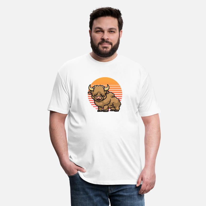 Retro Sunset Scottish Highland Cow Lover Country