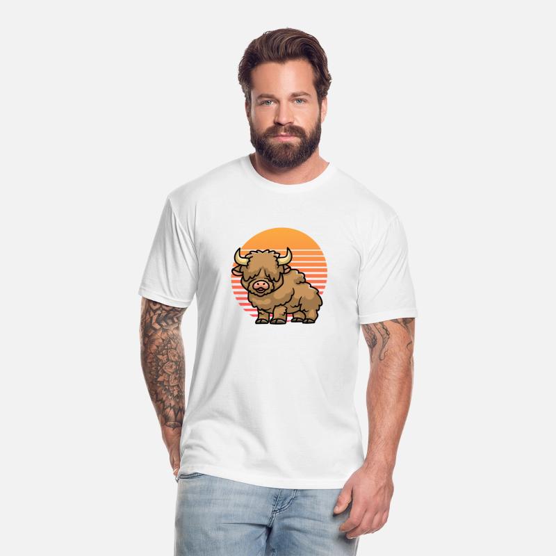 Retro Sunset Scottish Highland Cow Lover Country