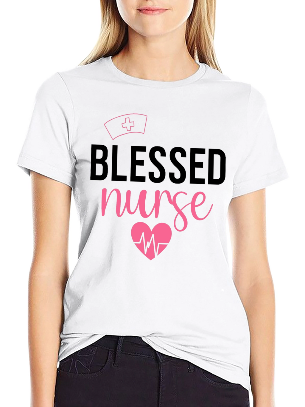 Blessed Nurse T-Shirt - Heartbeat Design