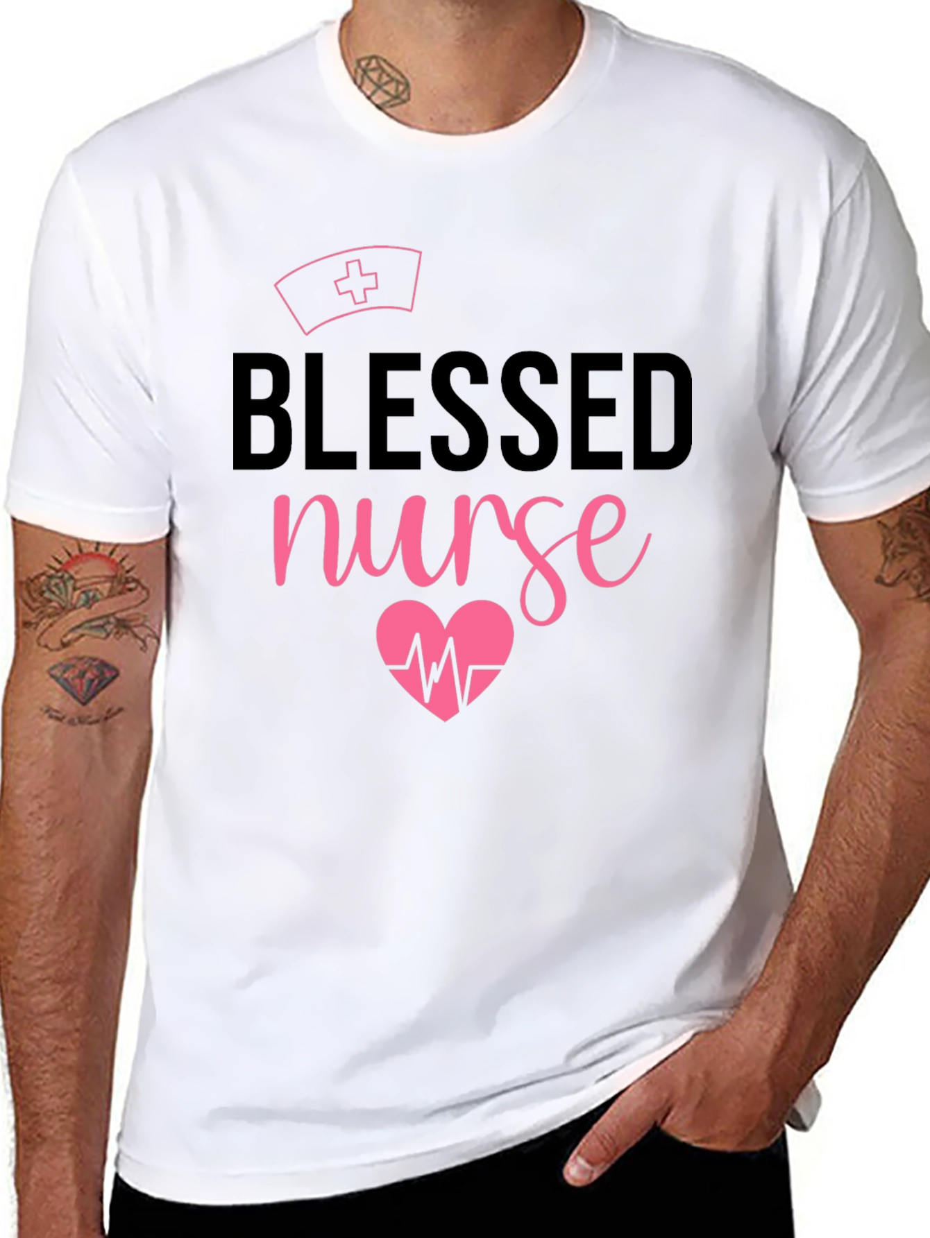 Blessed Nurse T-Shirt - Heartbeat Design